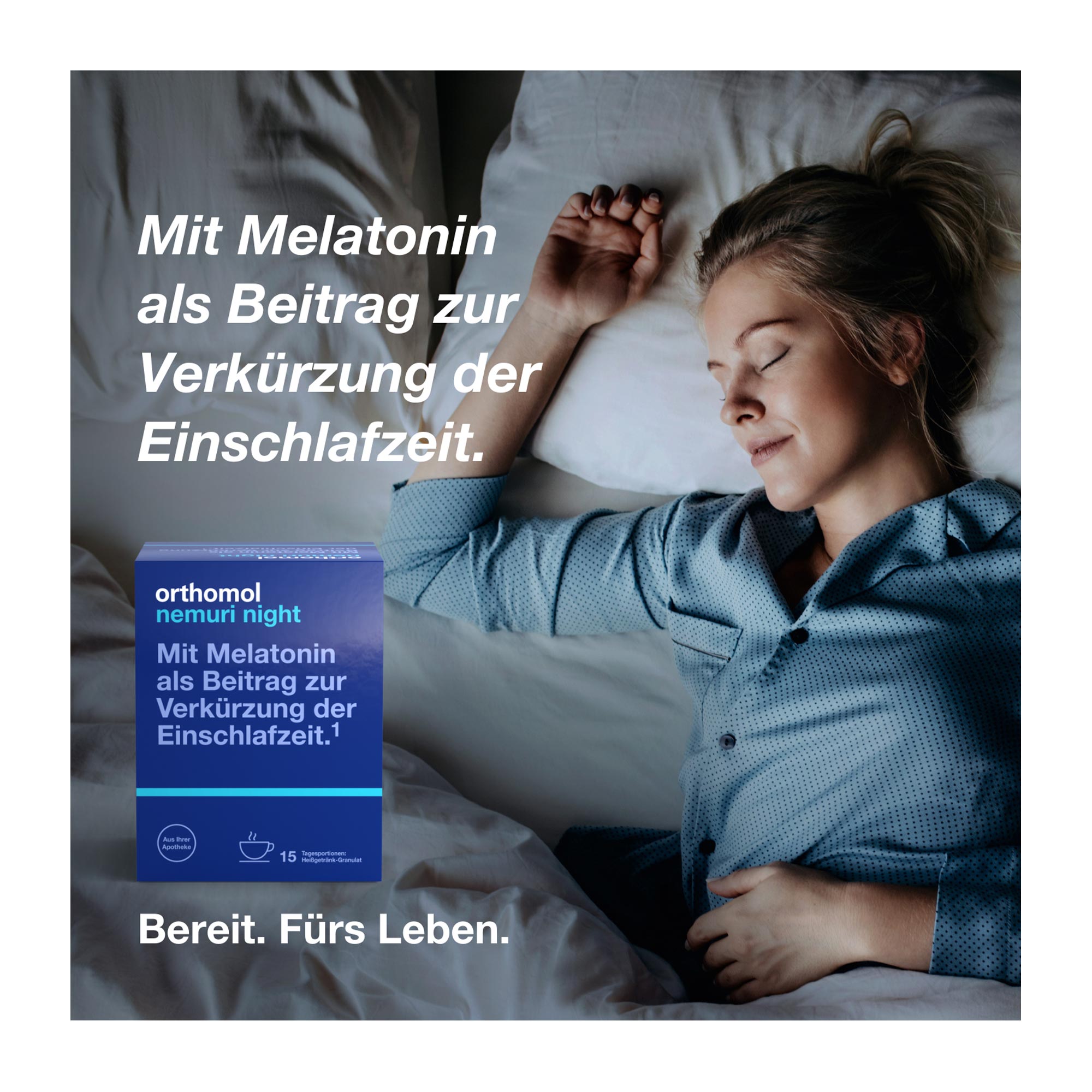 Orthomol nemuri night Granulat mit Melatonin als Beitrag zur Verkürzung der Einschlafzeit