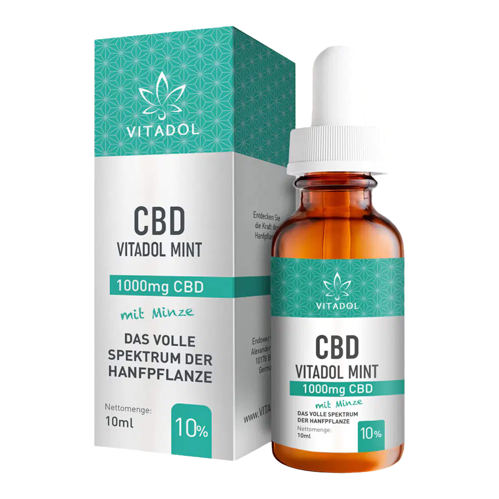 Bio CBD Öl mit ca. 3 mg Cannabidiol pro Tropfen und Minzgeschmack. Zur Mundpflege geeignet.