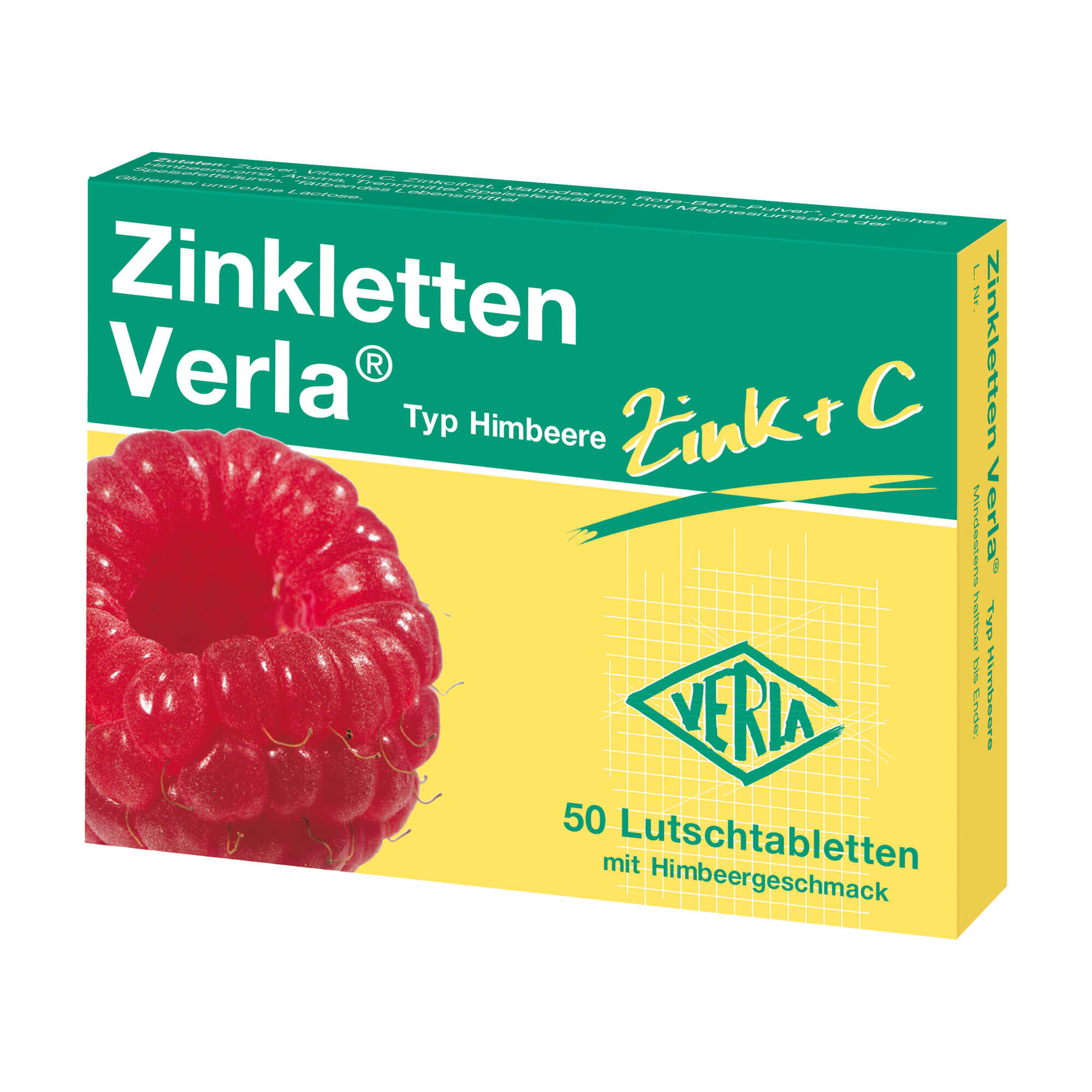 Nahrungsergänzungsmittel mit Zink und Vitamin C. Mit Himbeergeschmack.