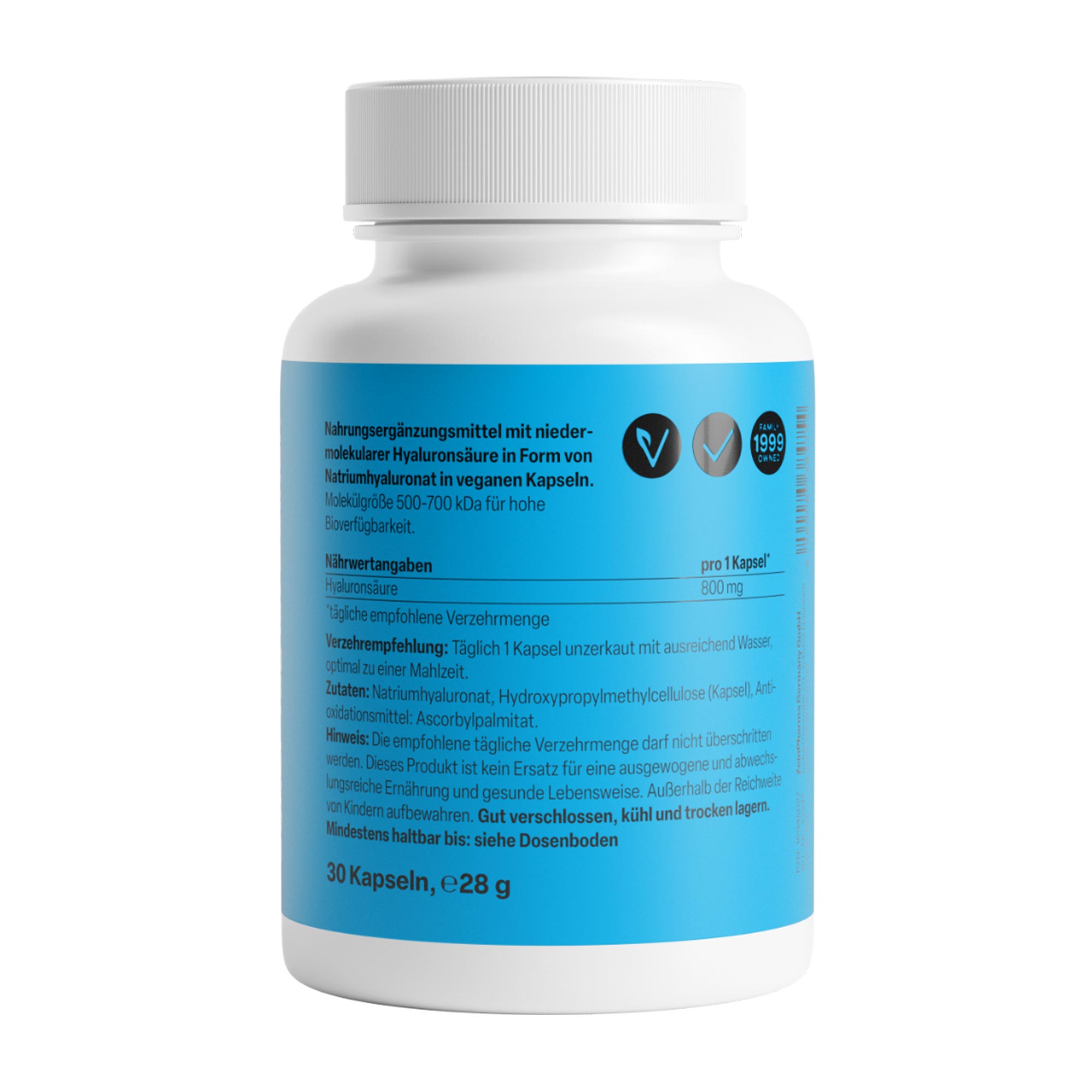 Hyaluronsäure 800 mg Forte Plus Kapseln Rückseite