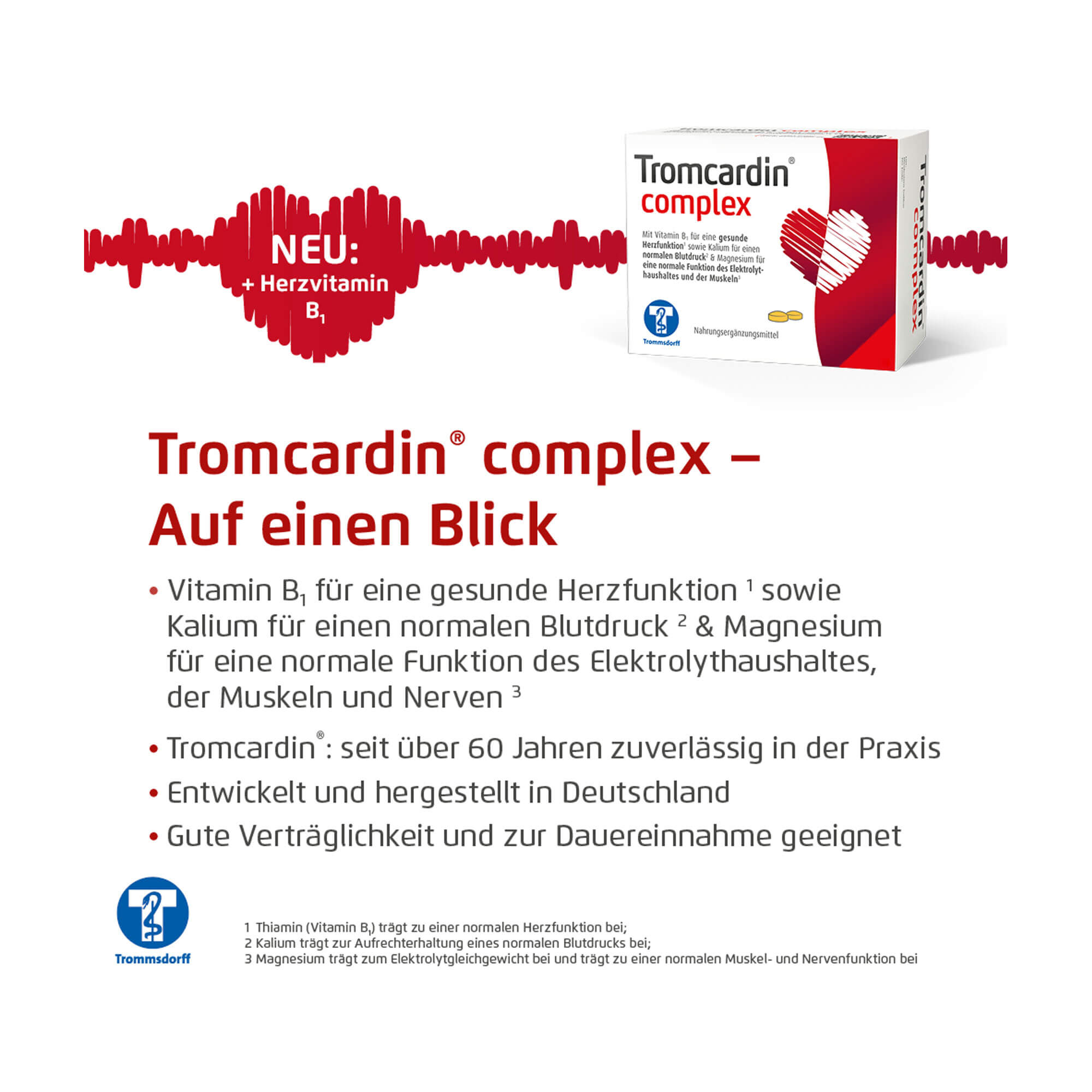 Grafik Tromcardin complex Tabletten Produktvorteile auf einen Blick