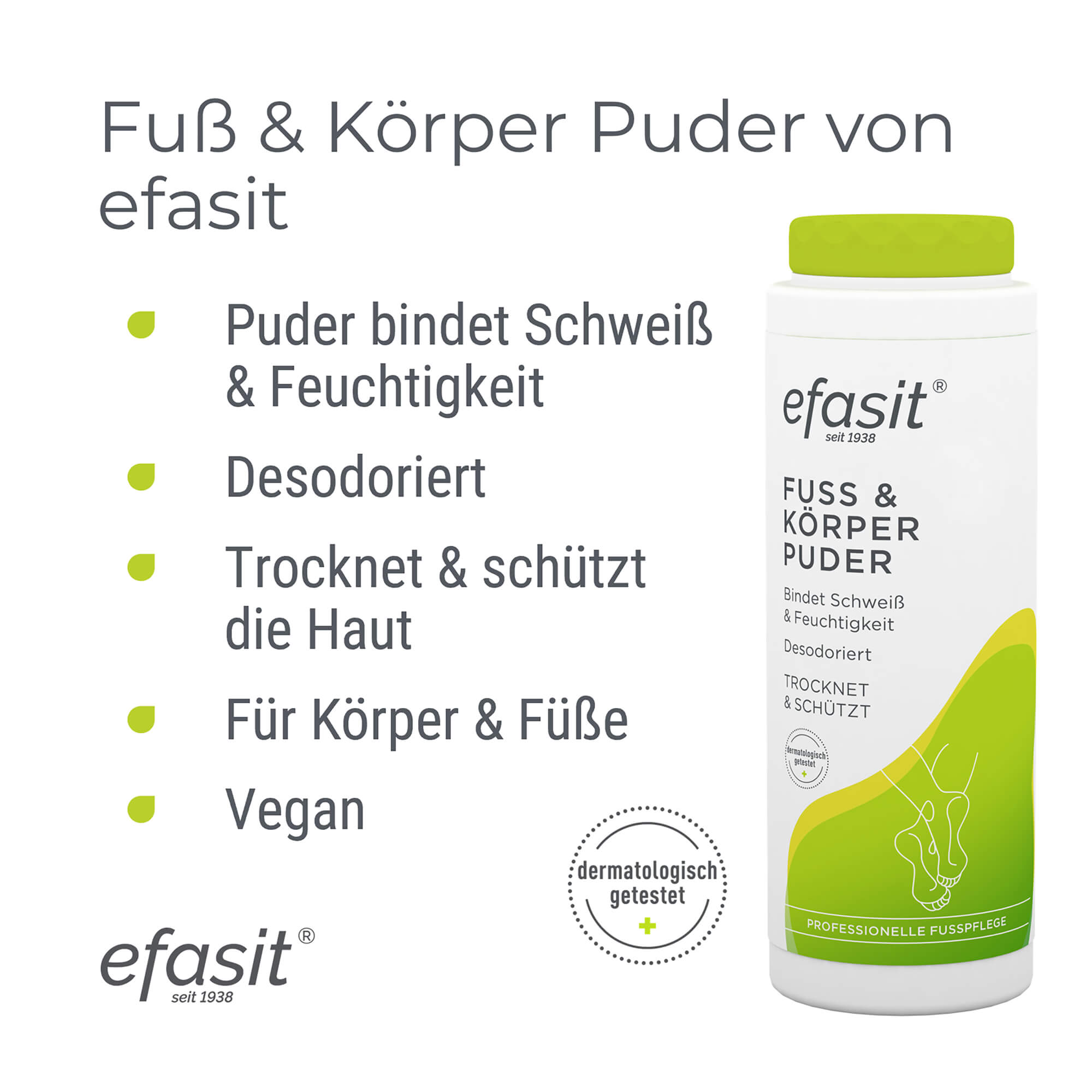 Grafik Efasit Efasit Fuß & Körper Puder Produktmerkmale