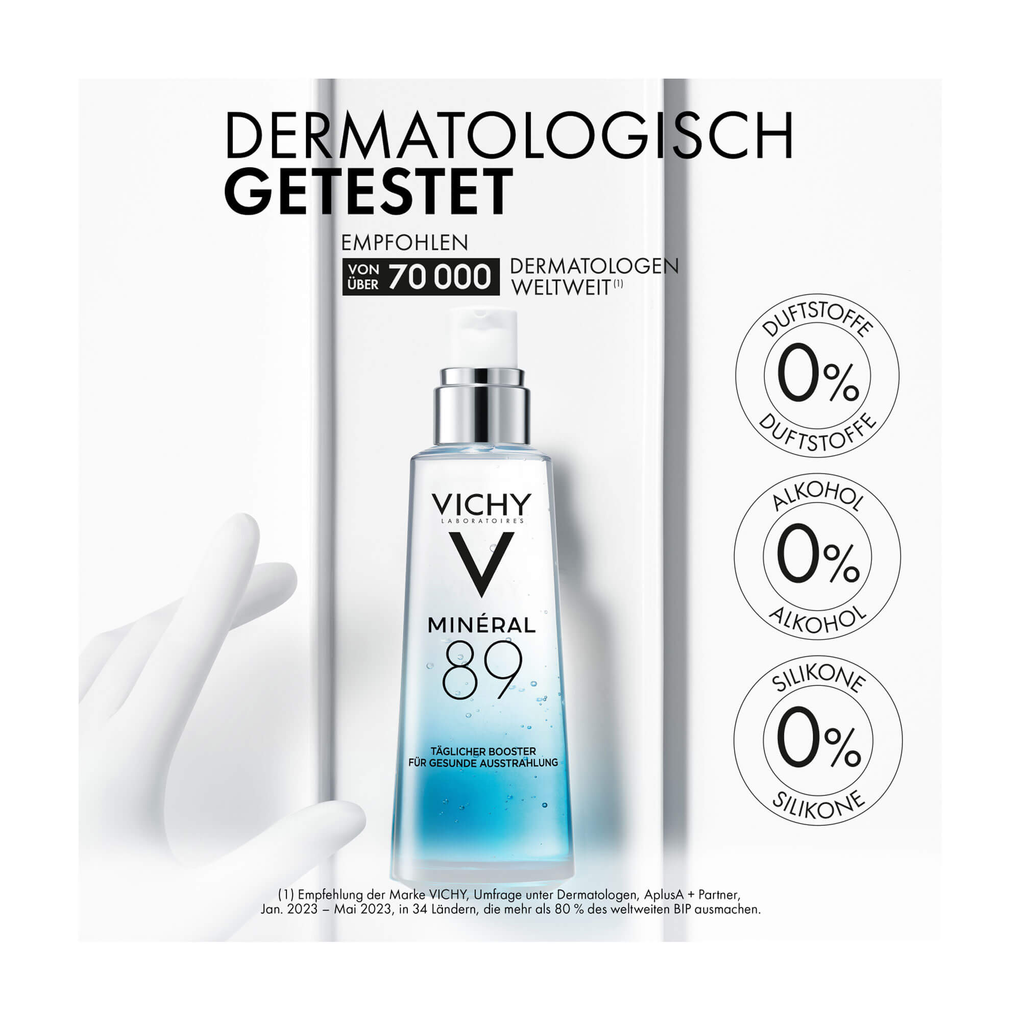 Grafik Vichy Mineral 89 Hyaluron-Boost Dermatologisch getestet