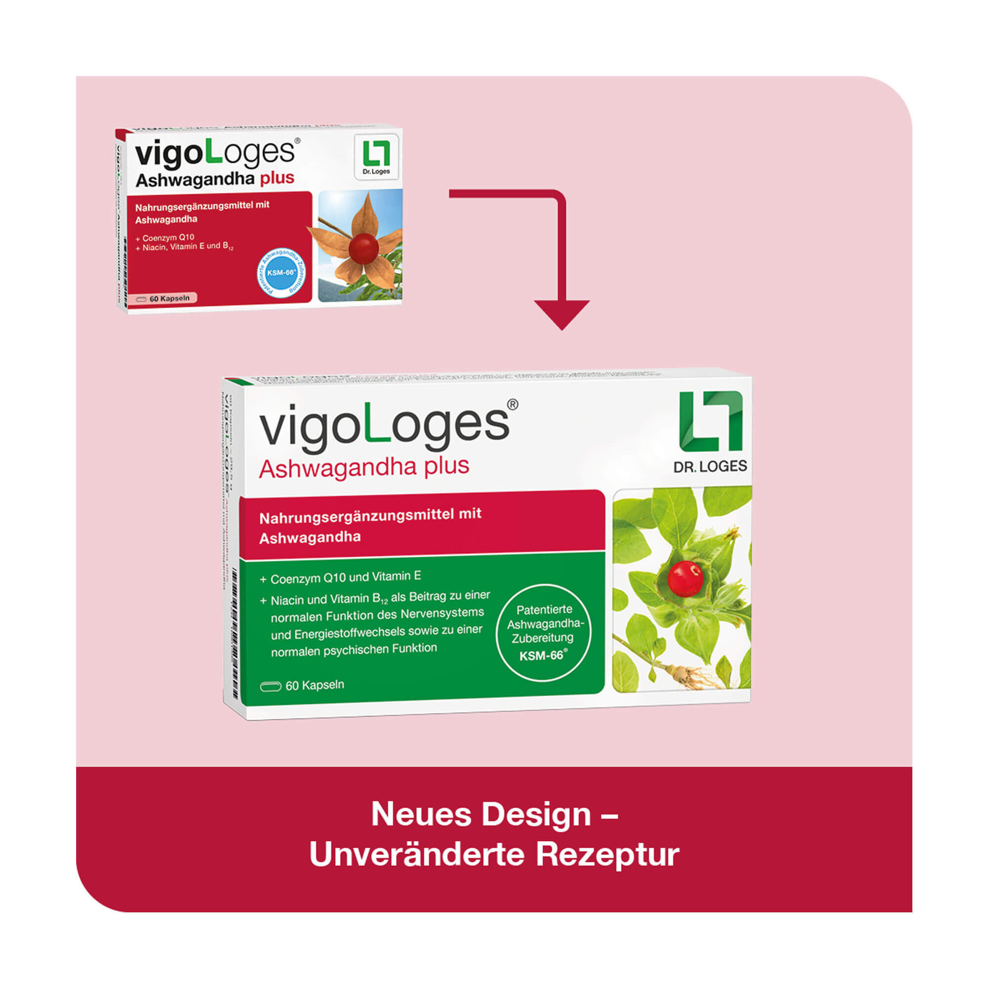 Grafik VigoLoges Ashwagandha plus Neues Packungsdesign