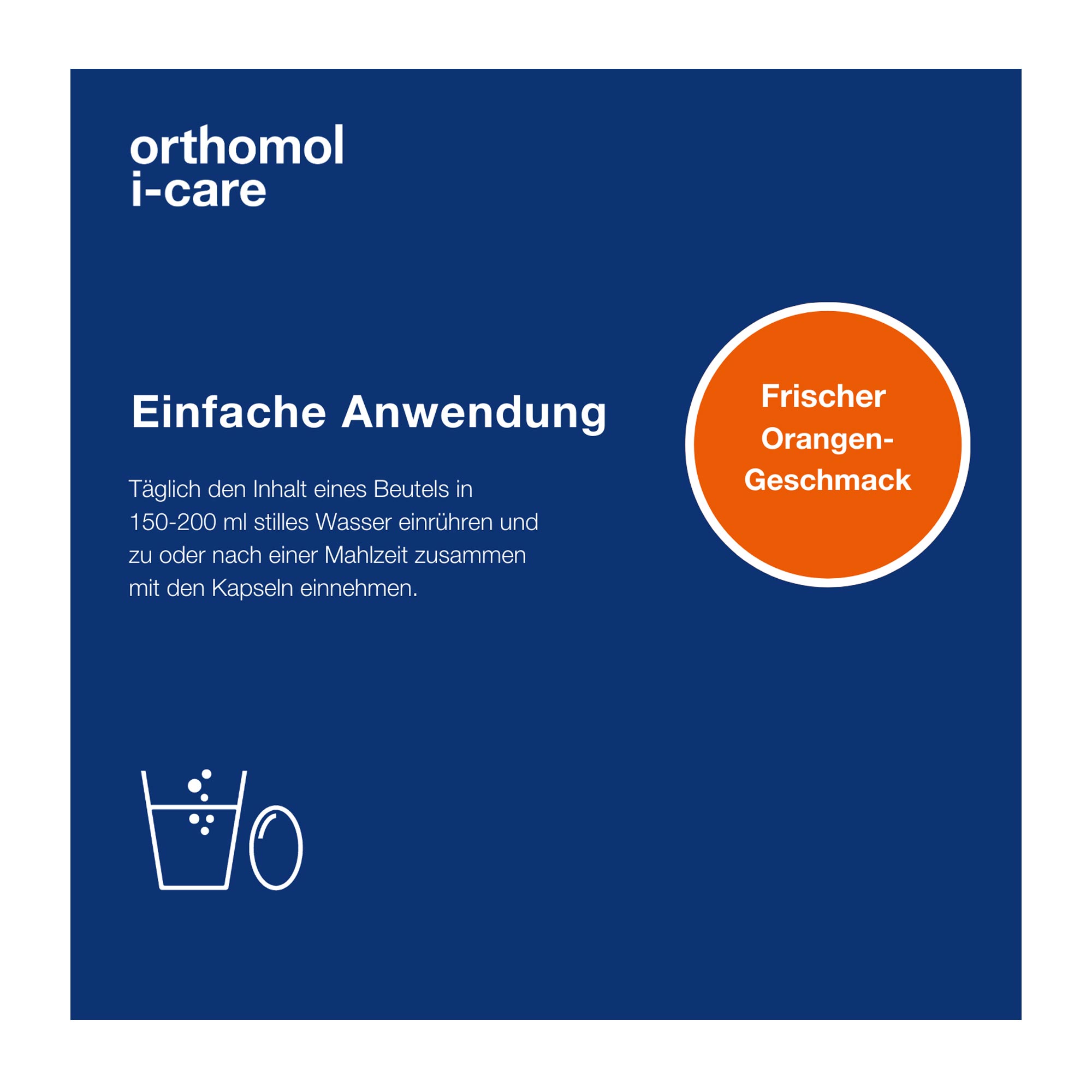 Orthomol i-care einfache Anwendung mit fruchtigem Orangengeschmack