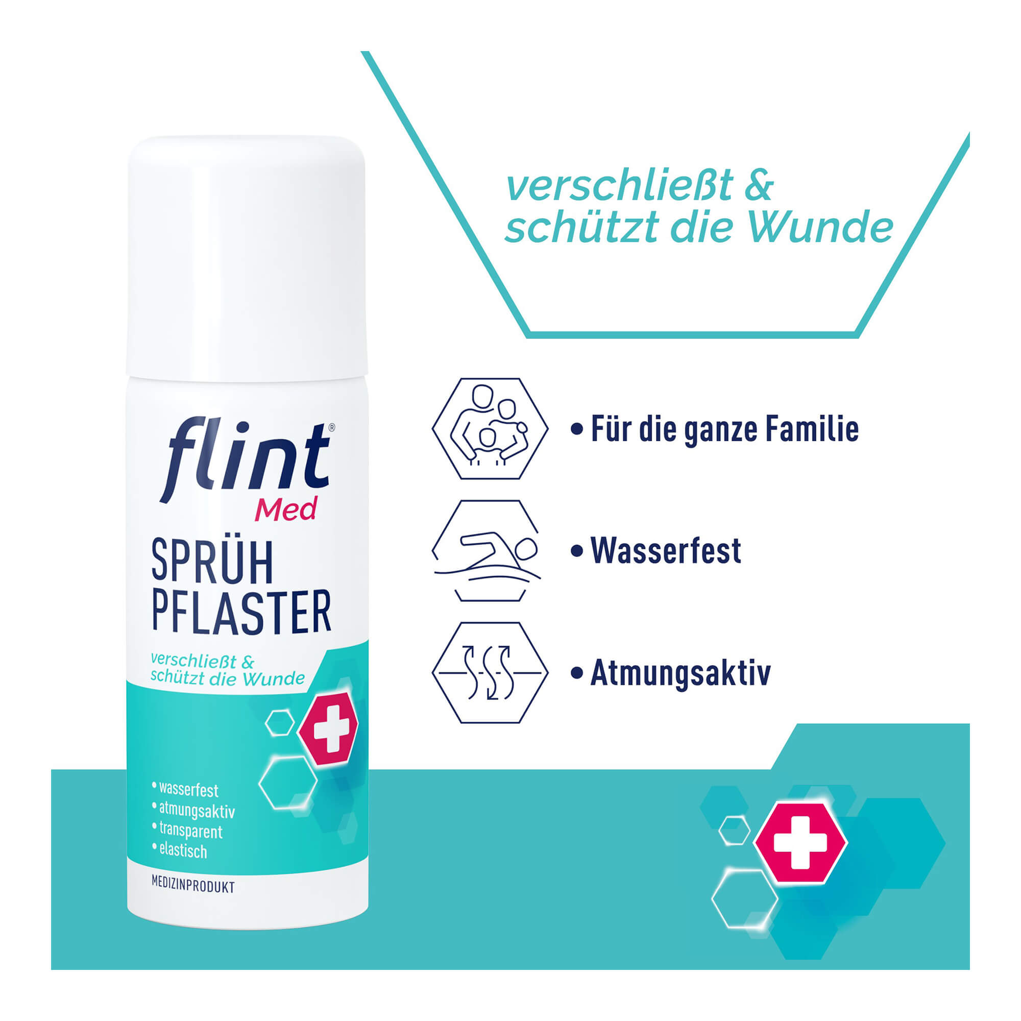 Grafik Flint Med Sprühpflaster Für die ganze Familie. Wasserfest und atmungsaktiv.