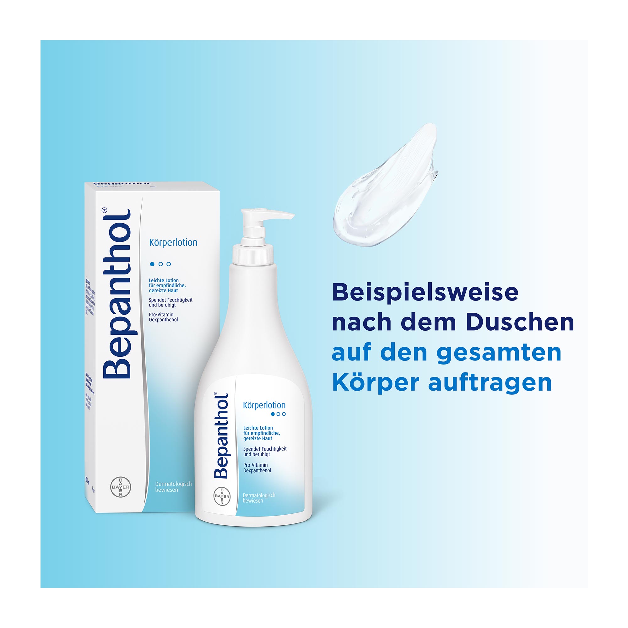 Grafik Bepanthol Körperlotion Spenderflasche Anwendung