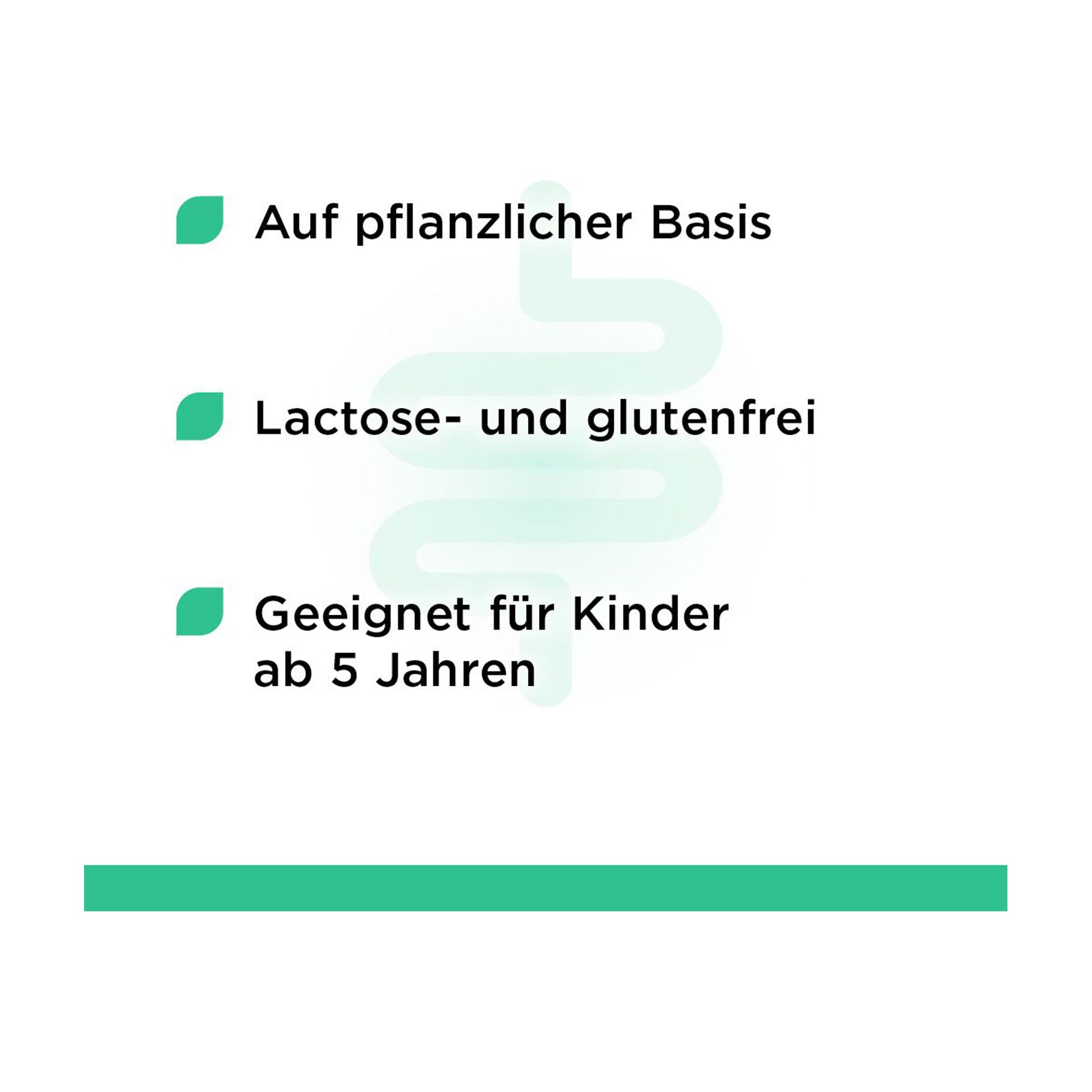 Grafik Tannalbin Tabletten Auf pflanzlicher Basis. Lactose- und glutenfrei. Geeignet für Kinder ab 5 Jahren.