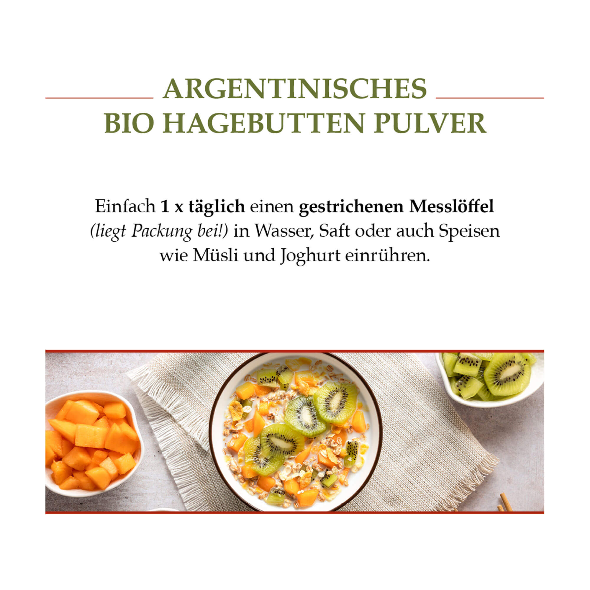 Grafik Bio Hagebutten Pulver Einnahmeempfehlung