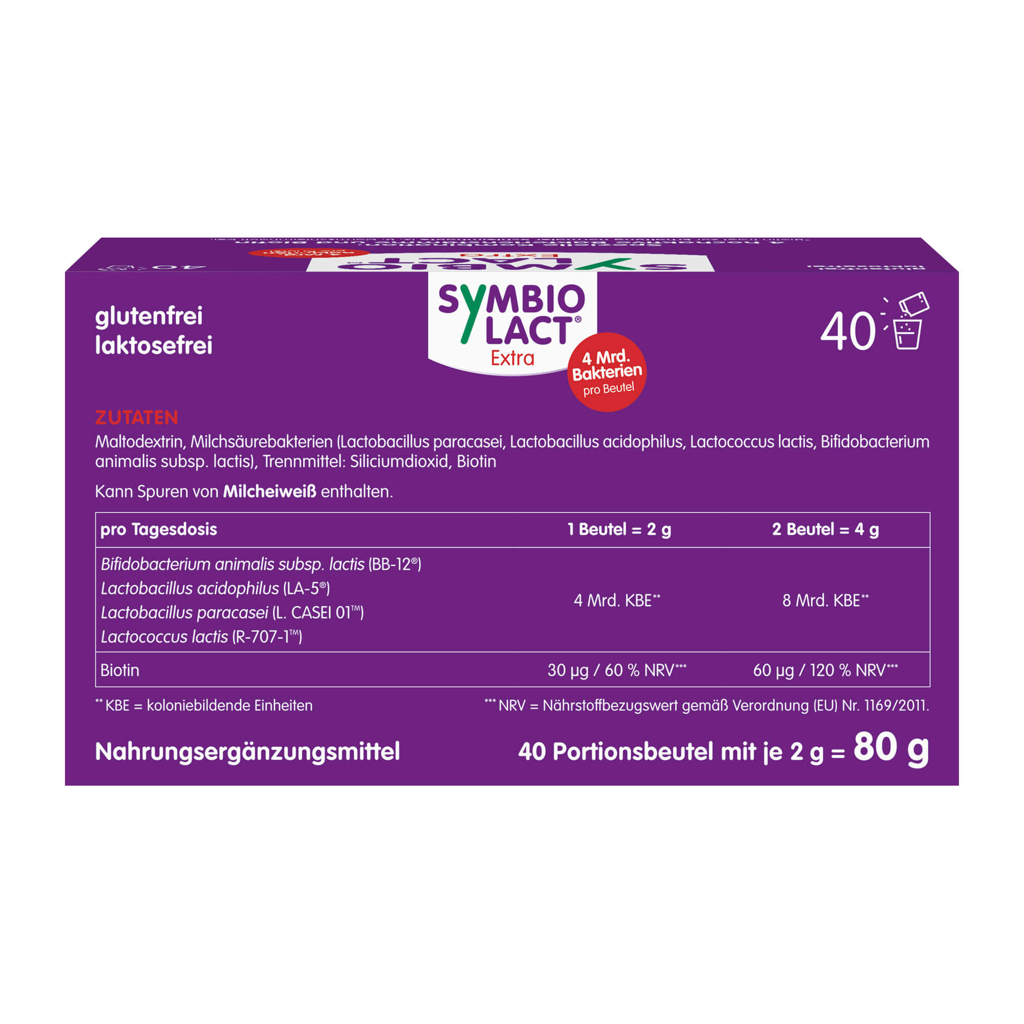 SymbioLact Extra Pulver Packungsrückseite