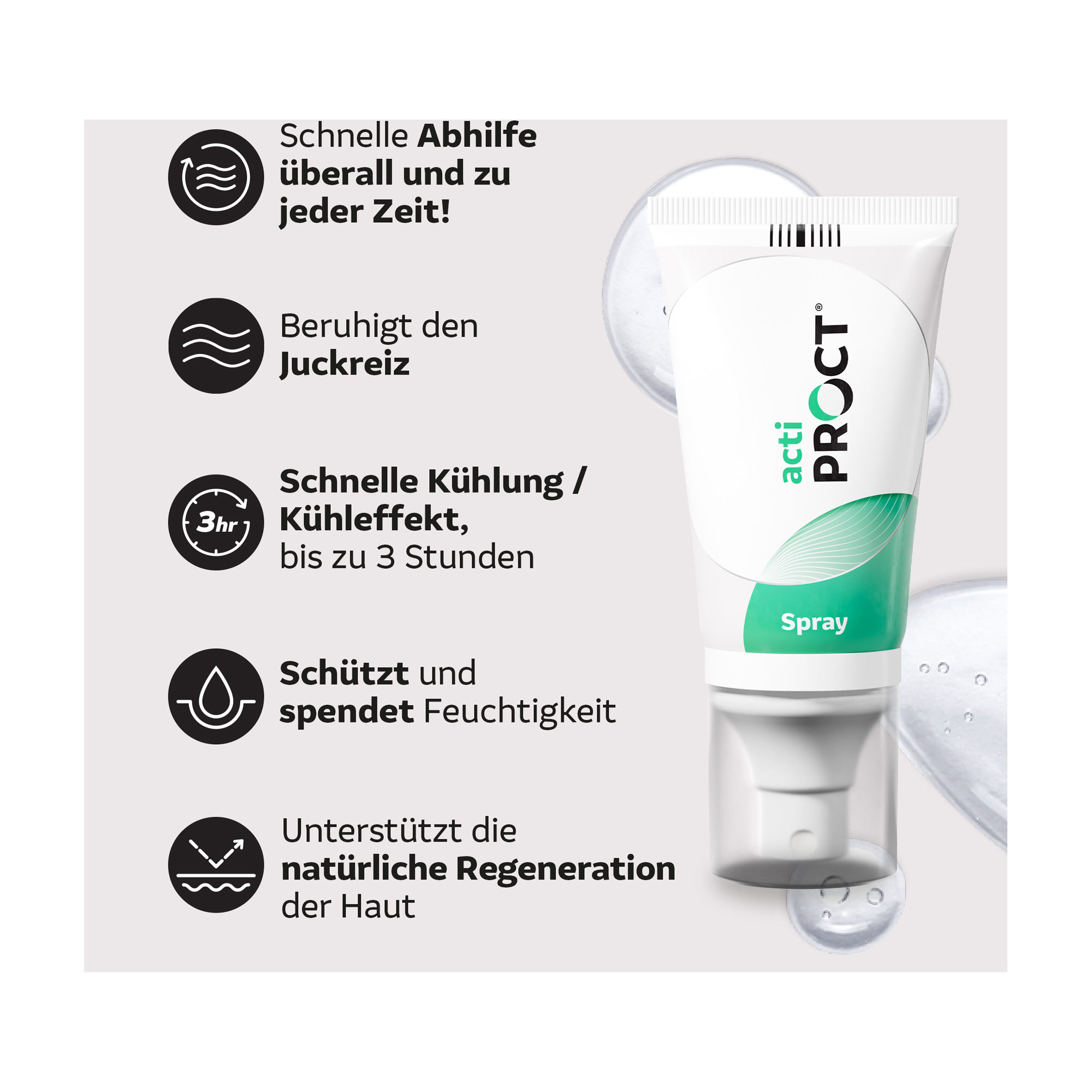 Grafik ActiProct Spray Produktmerkmale