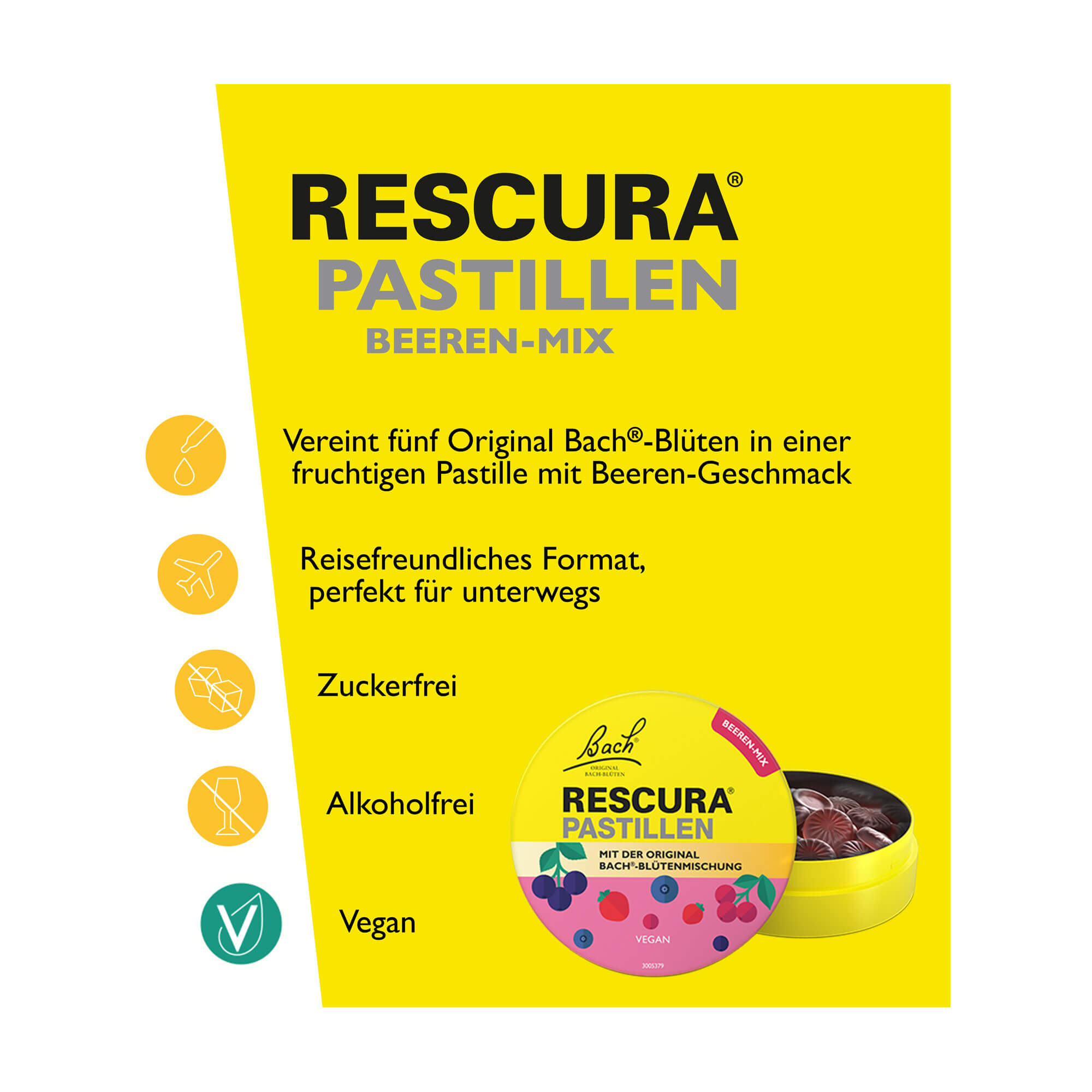 Grafik Bachblüten Original Rescura Pastillen Beeren-Mix Produktvorteile