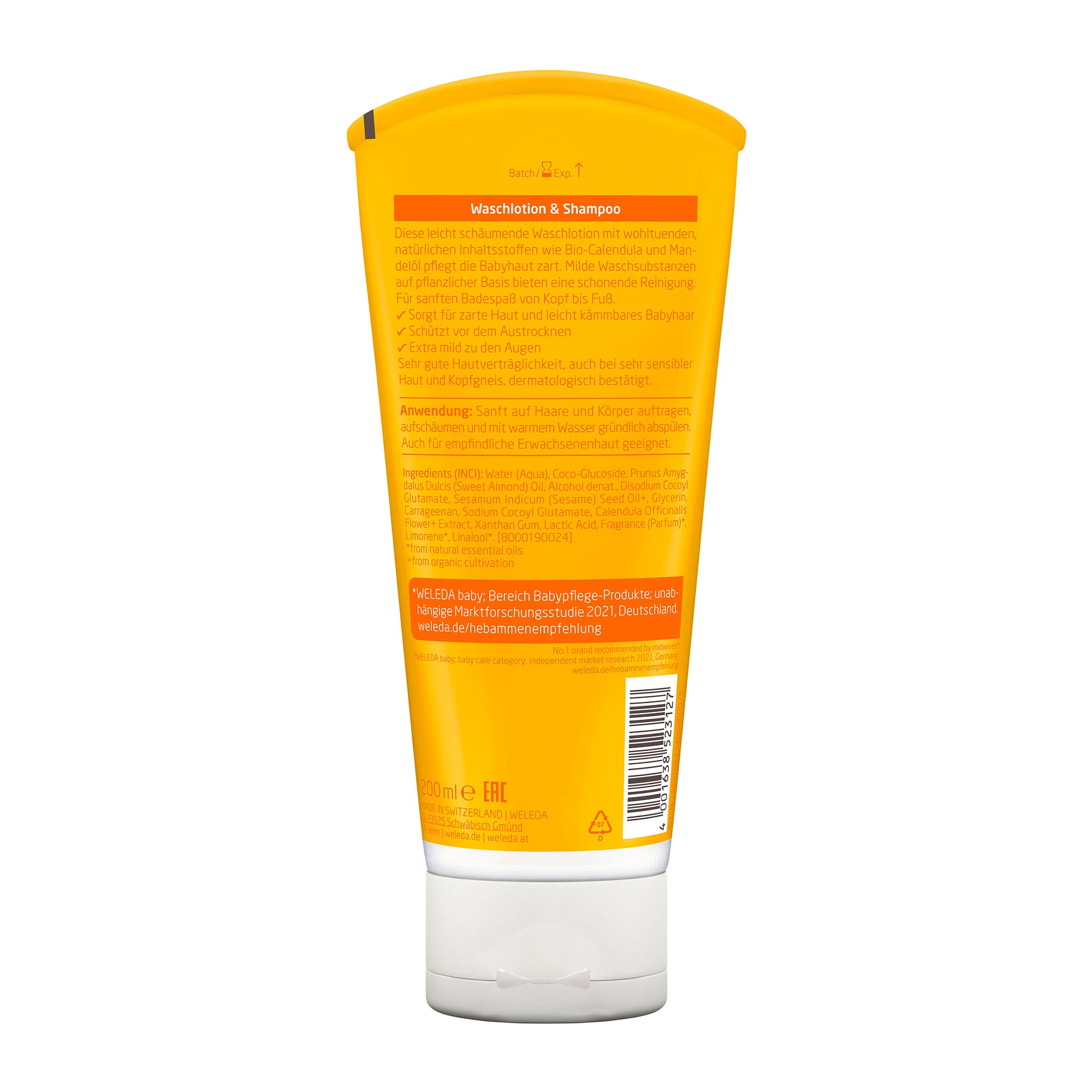 Weleda Calendula Waschlotion & Shampoo Rückseite