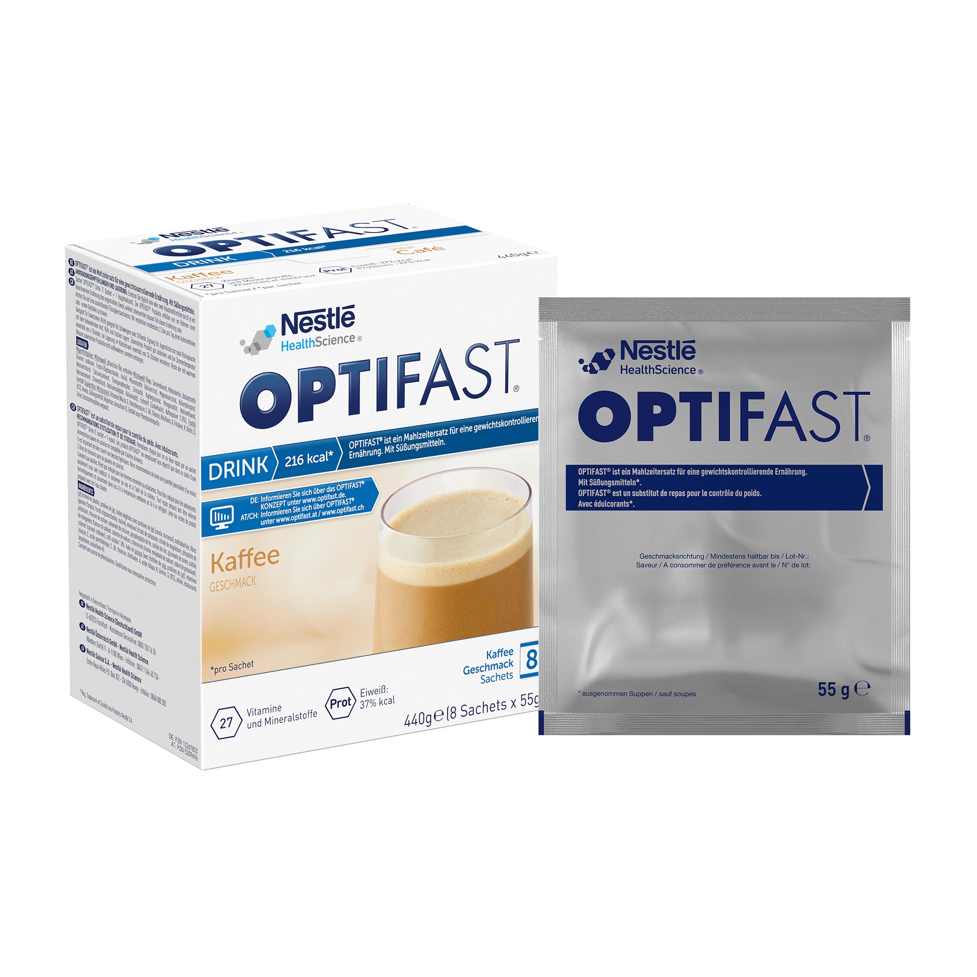 Optifast home Drink Kaffee Pulver Verpackung mit Sachet