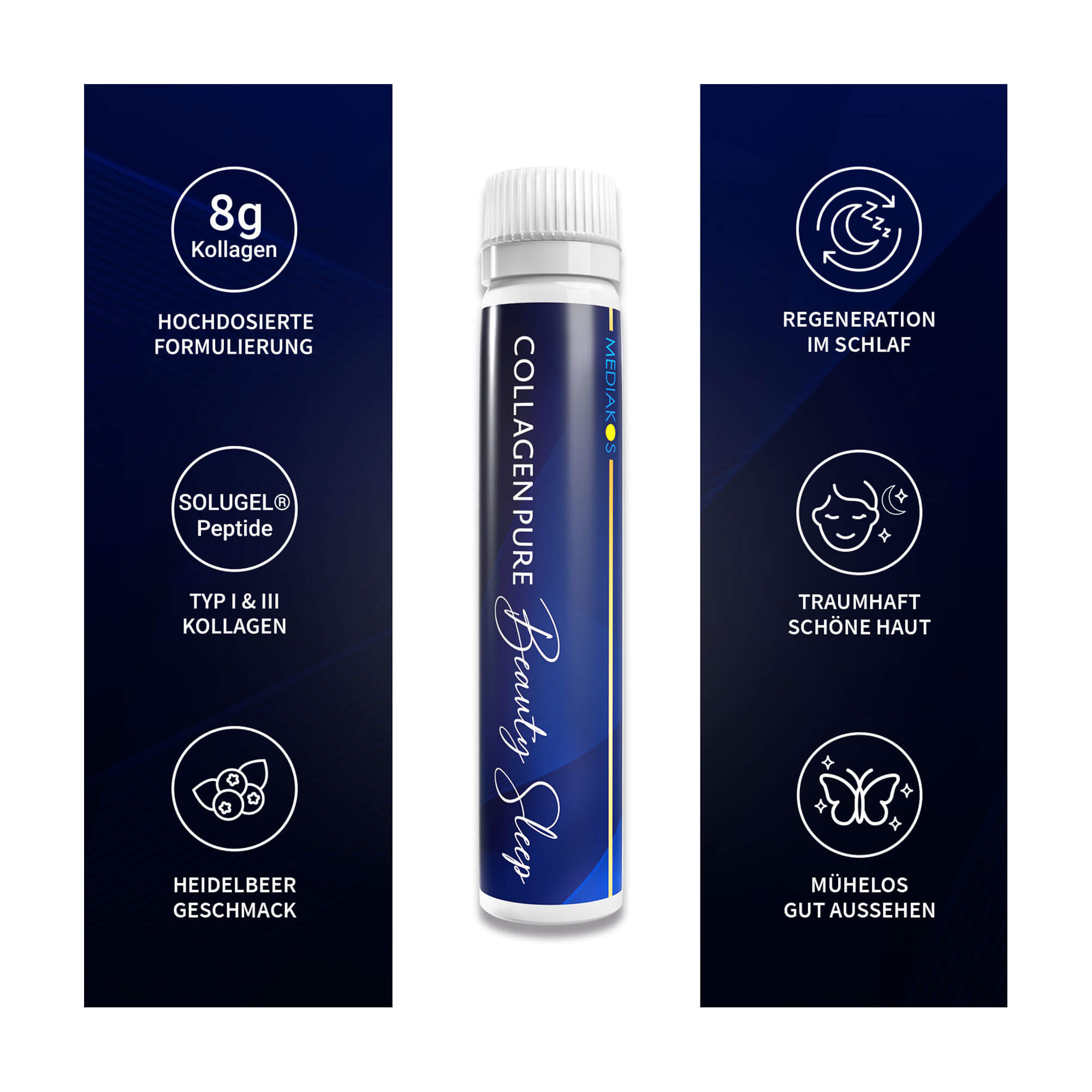 Grafik Collagen pure Beauty Sleep Trinkampullen Produktmerkmale