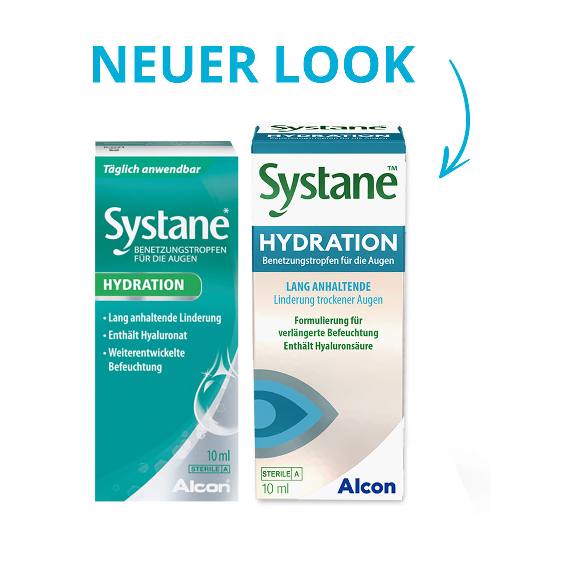 Grafik Systane Hydration Benetzungstropfen für die Augen Änderung Produktdesign