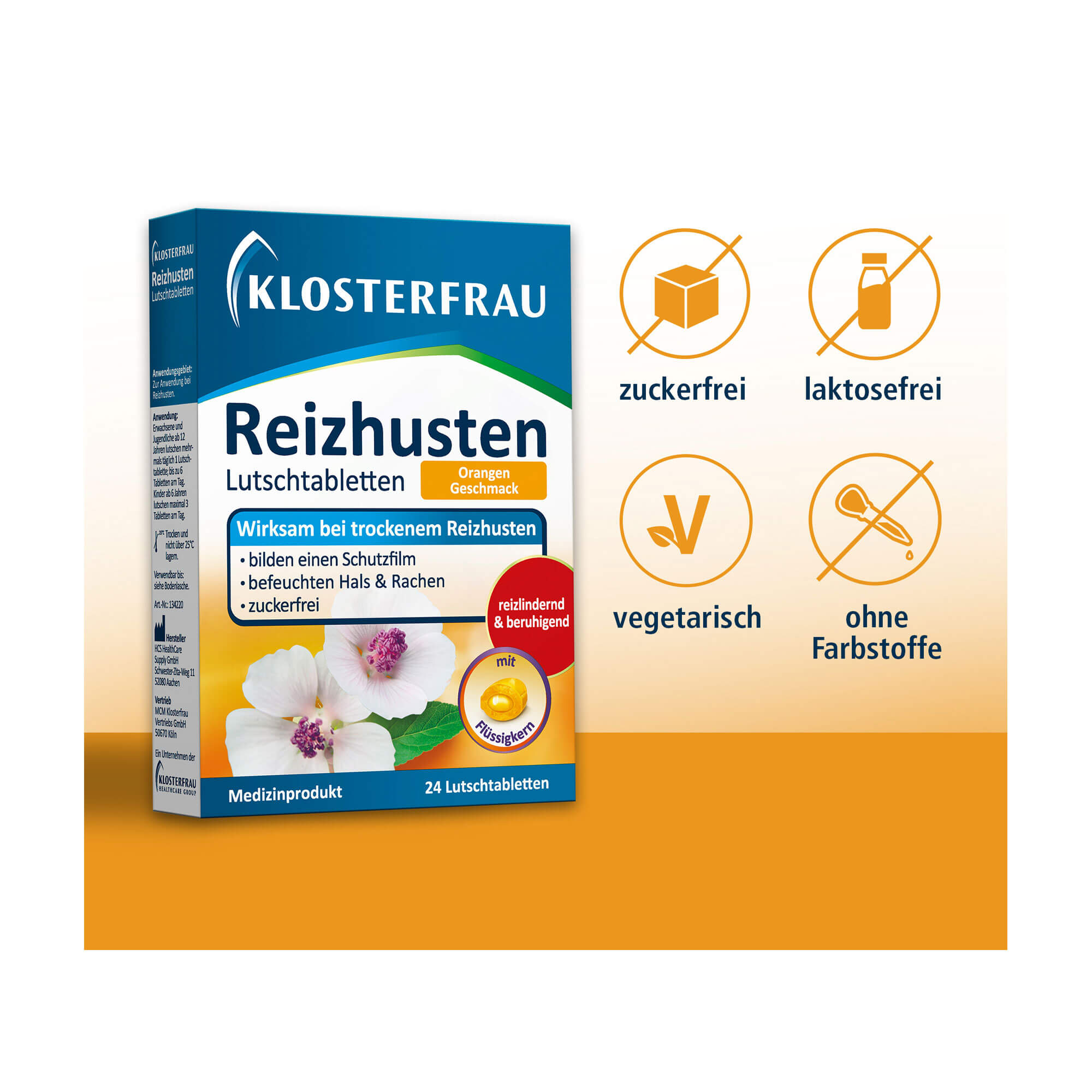 Grafik Klosterfrau Reizhusten Lutschtabletten Produktmerkmale