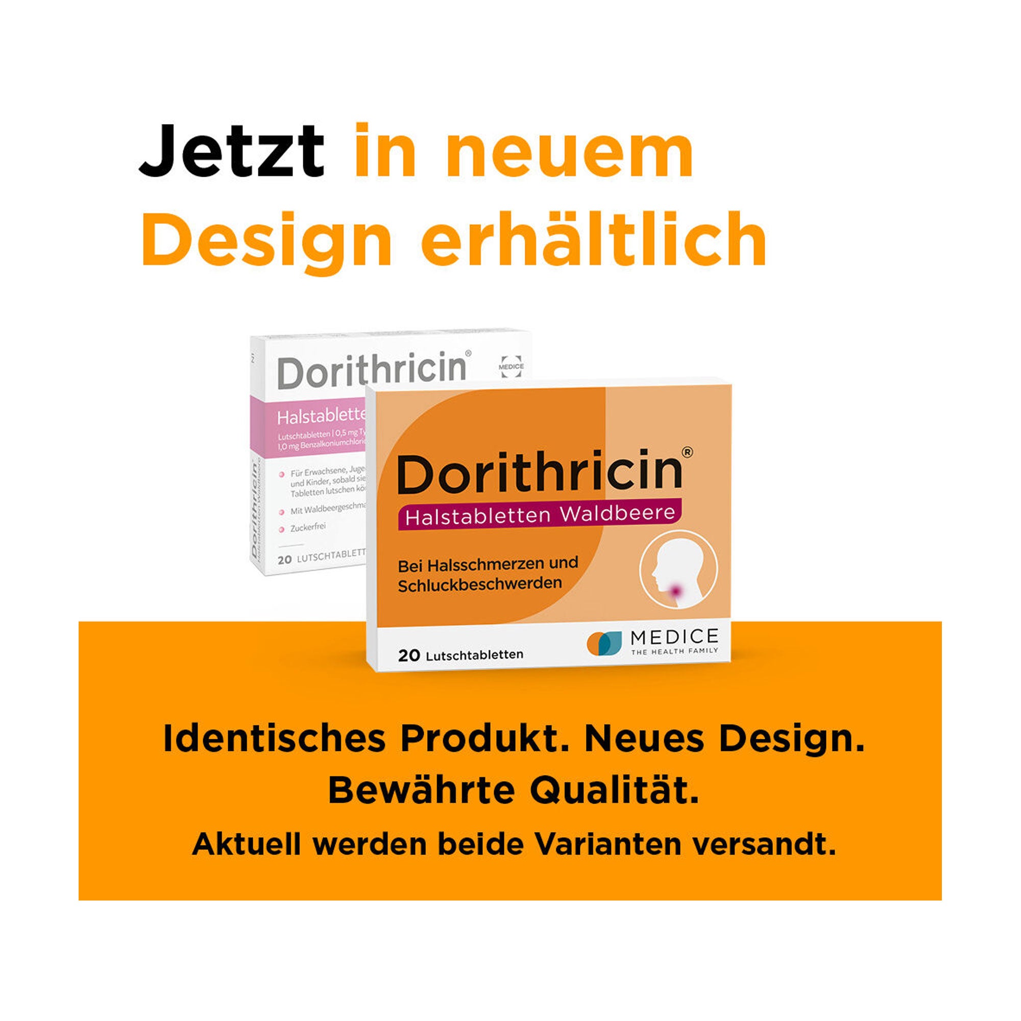 Grafik Dorithricin Halstabletten Waldbeere Änderung des Packungsdesigns