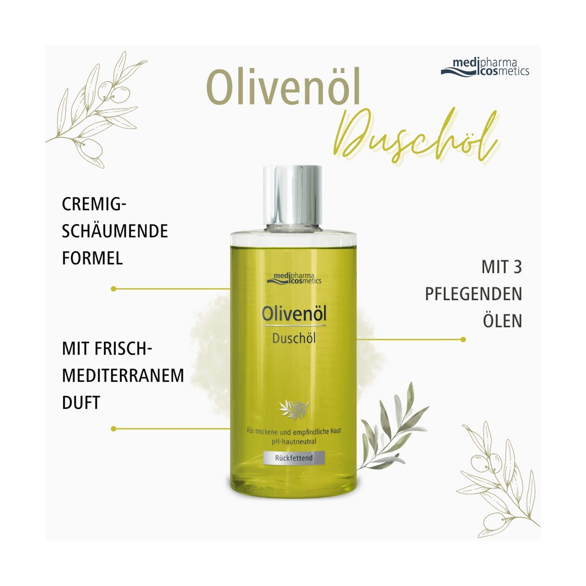 Grafik Olivenöl Duschöl Produktmerkmale