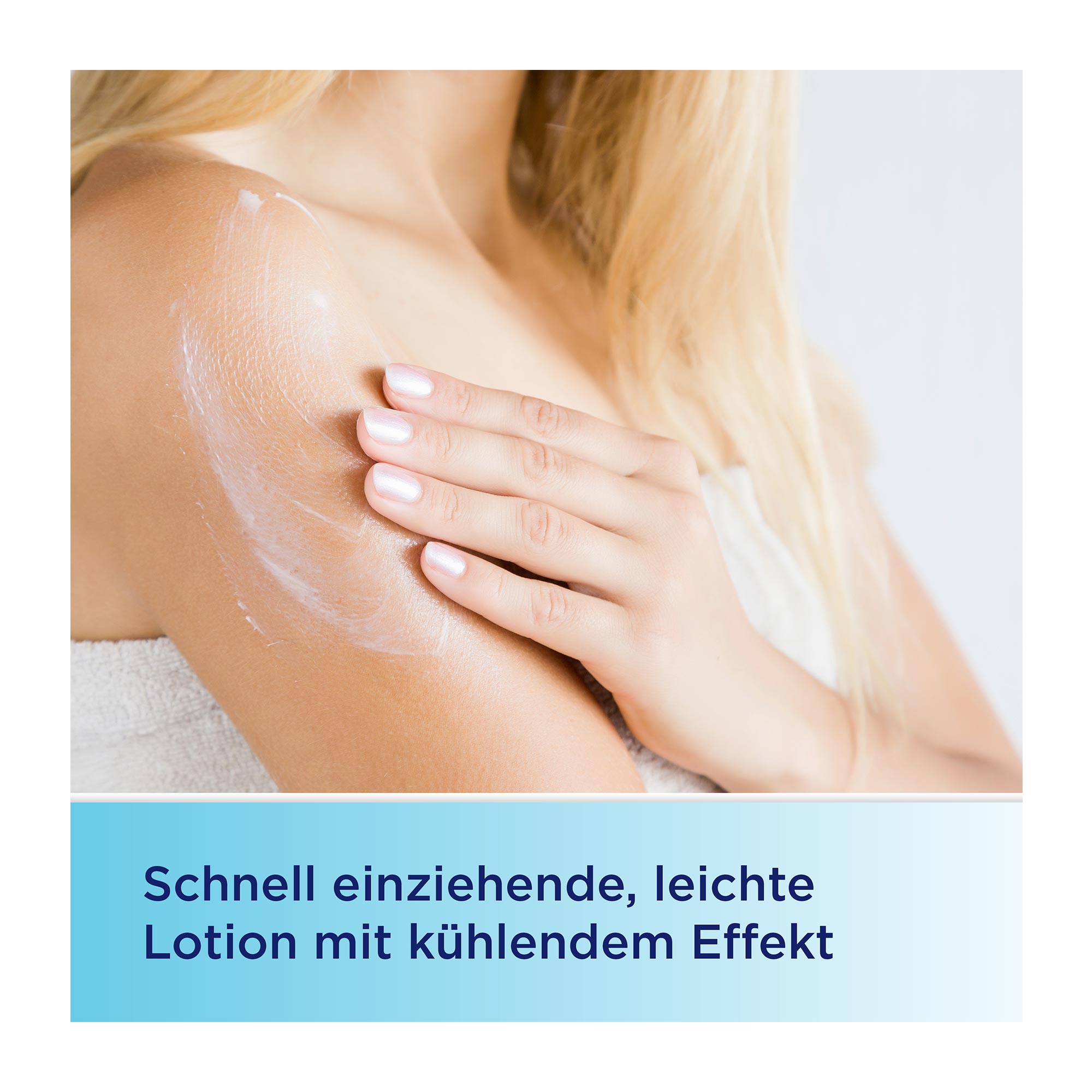 Grafik Bepanthol Körperlotion Spenderflasche schnell einziehende, leichte Lotion mit kühlendem Effekt