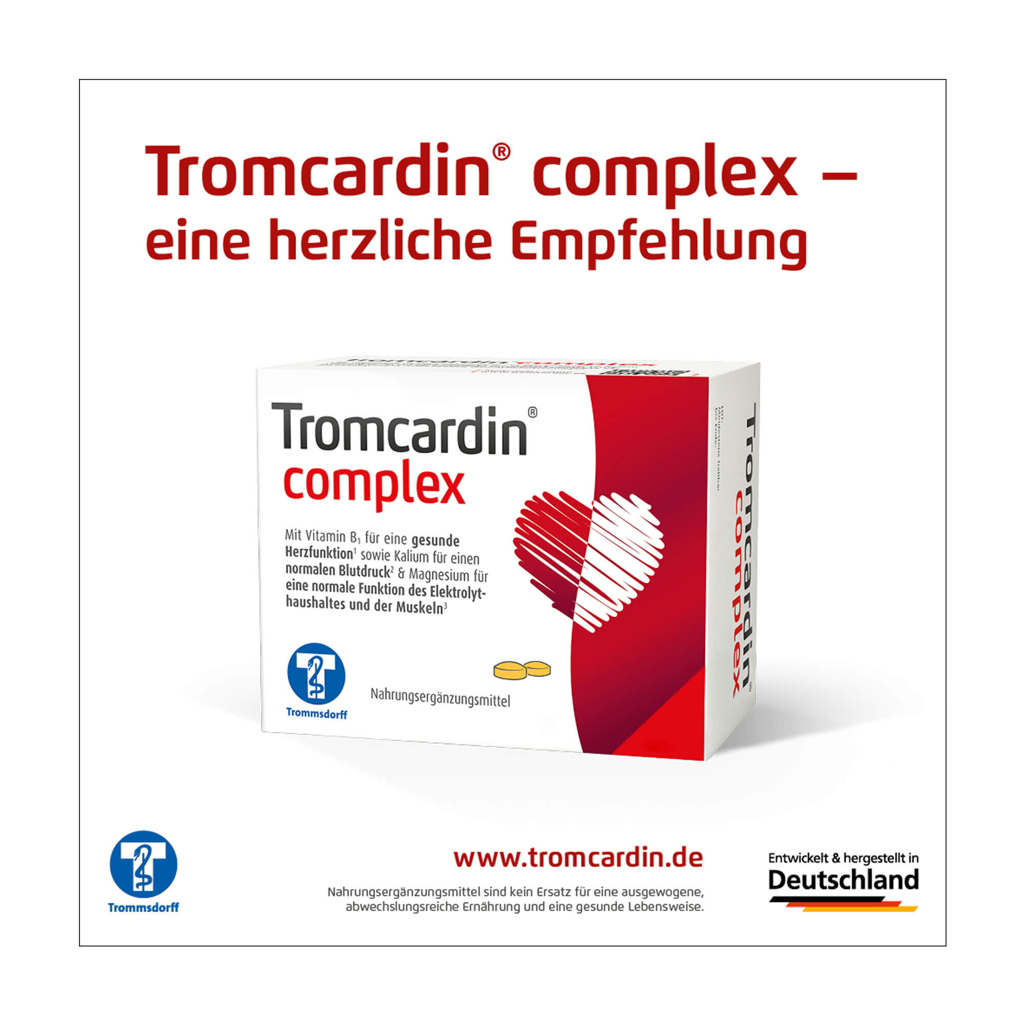 Grafik Tromcardin complex Tabletten Entwickelt und hergestellt in Deutschland