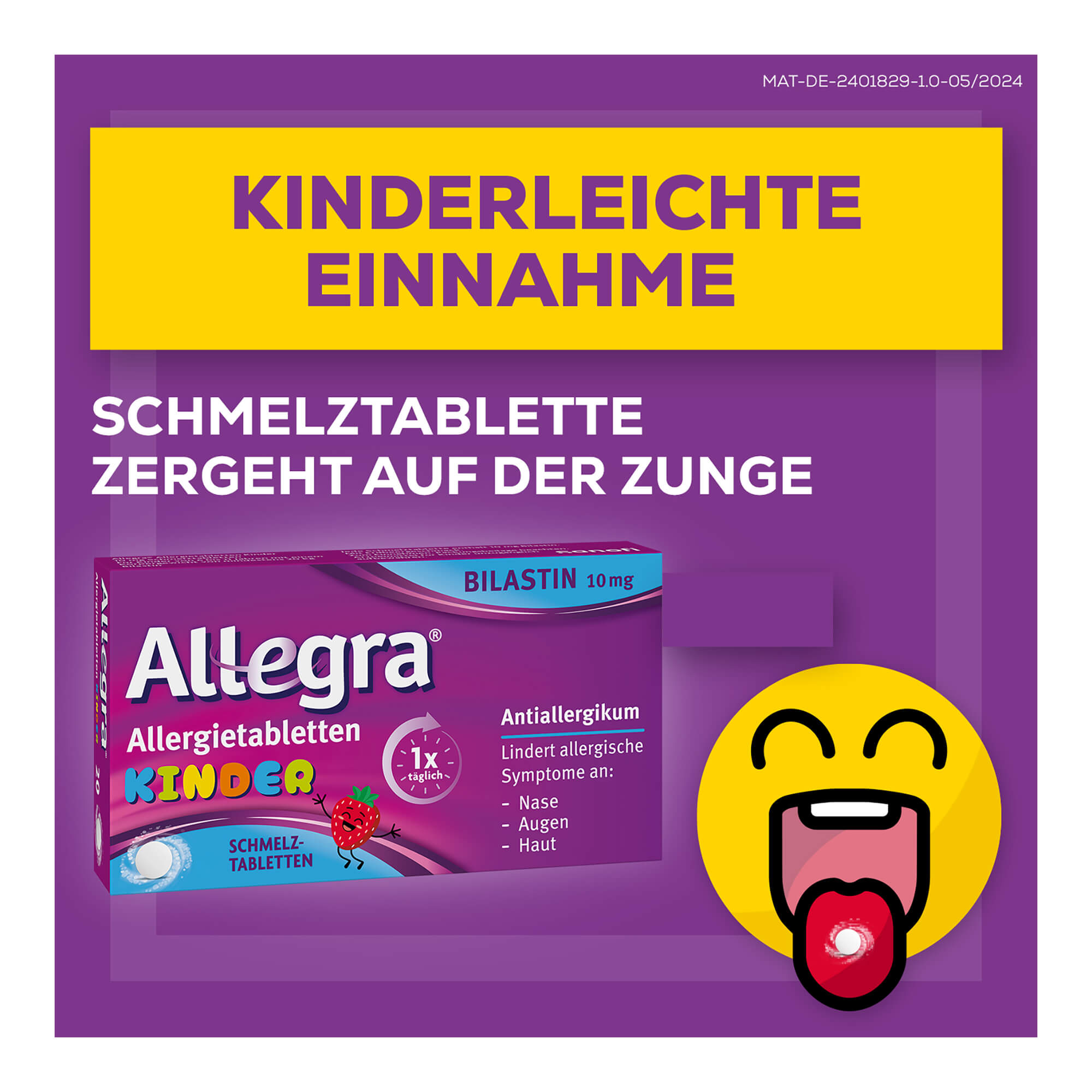 Grafik Allegra Allergietabletten Kinder 10 mg Schmelztabletten Kinderleichte Einnahme