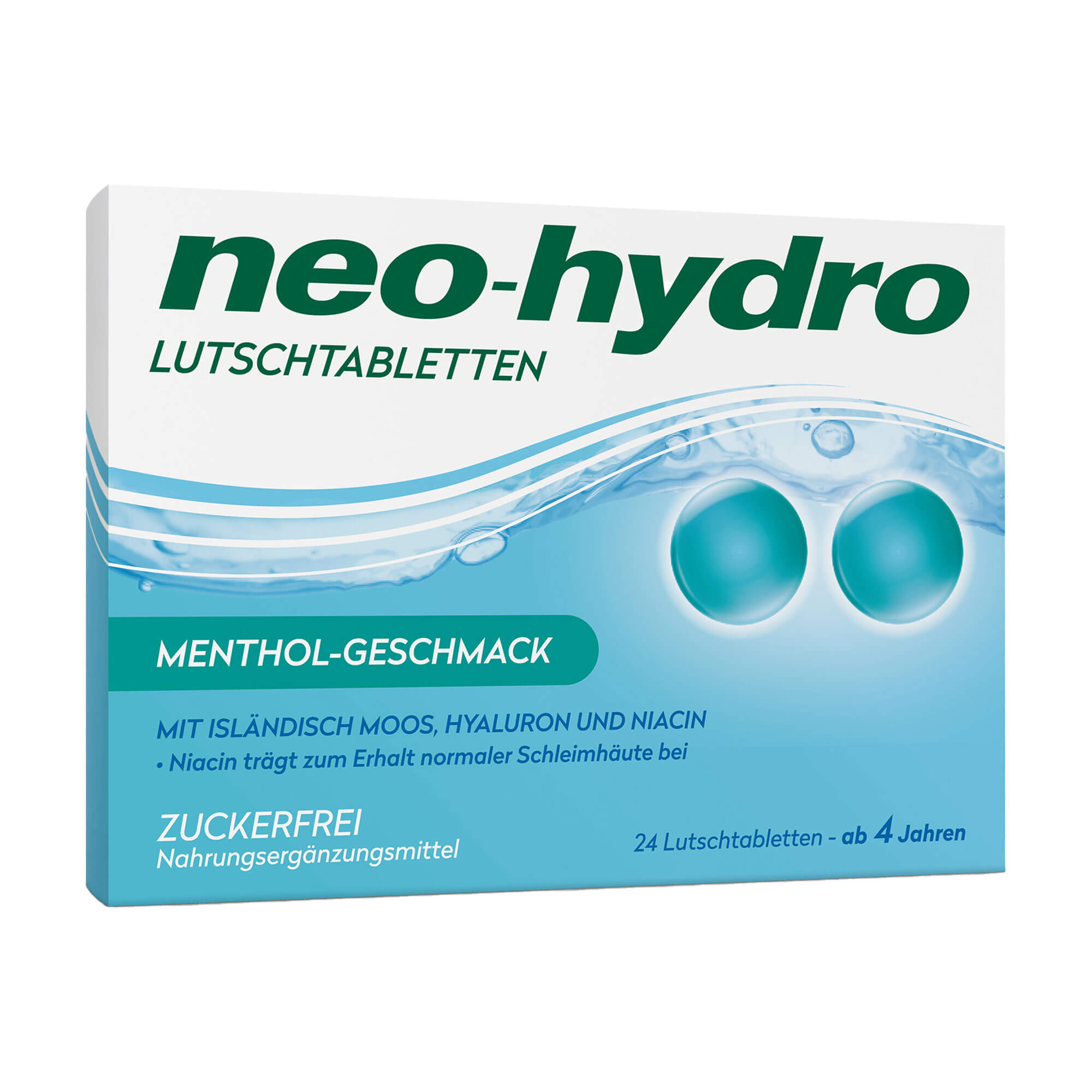 Befeuchtet Hals und Rachen bei Trockenheit, Heiserkeit und Halskratzen. Mit Niacin, Hyaluron und erfrischendem Menthol-Geschmack zur Unterstützung der Schleimhäute.