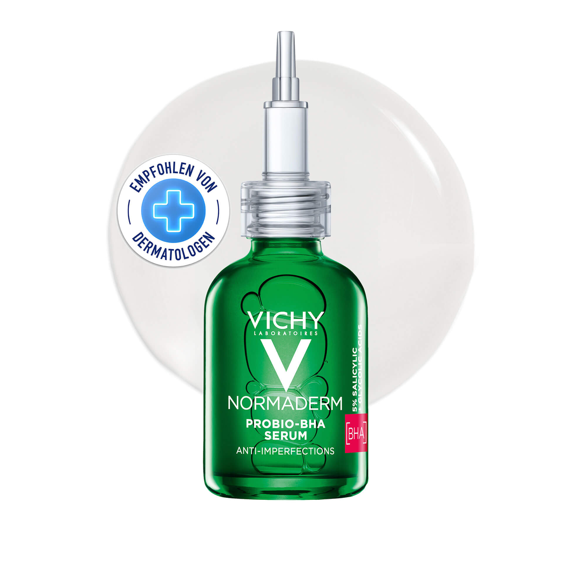 Grafik Vichy Normaderm Probio-BHA Anti-Unreinheiten Serum Empfohlen von Dermatologen