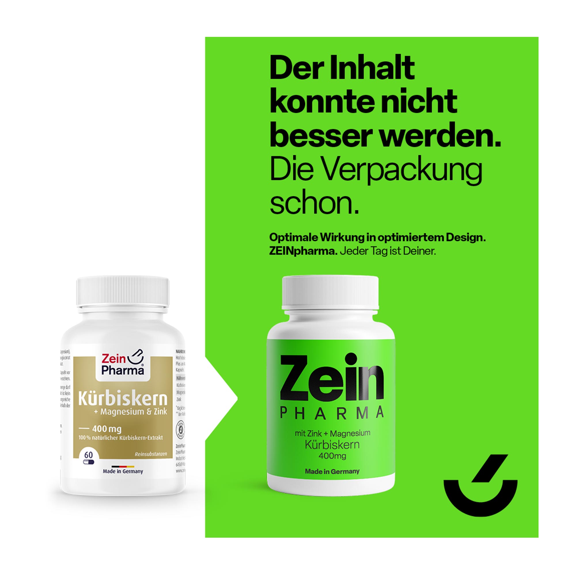 Kürbiskern plus Magnesium und Zink Kapseln altes und neues Design im Überblick