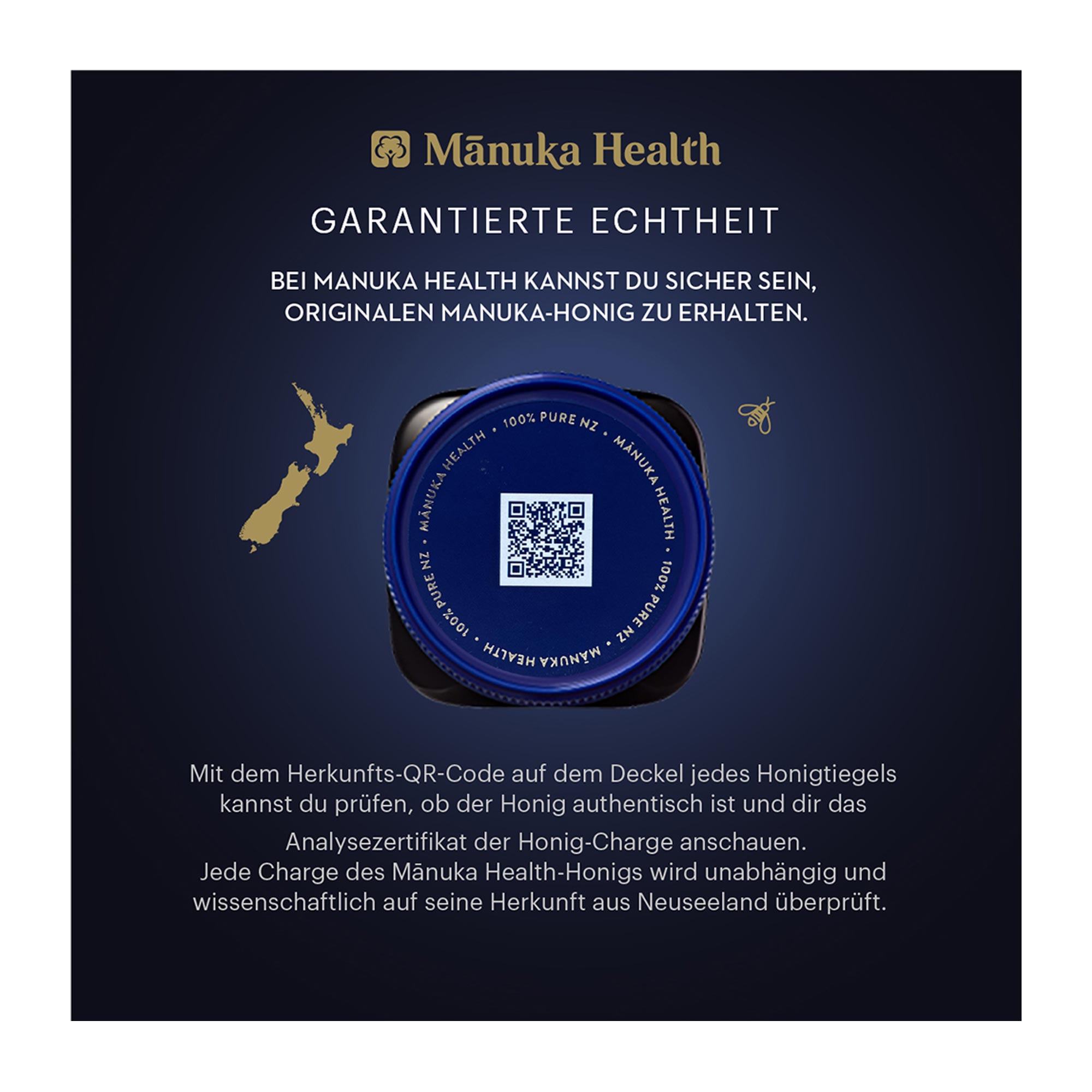 Grafik Manuka Health MGO 550+ Manuka Honig garantierte Echtheit