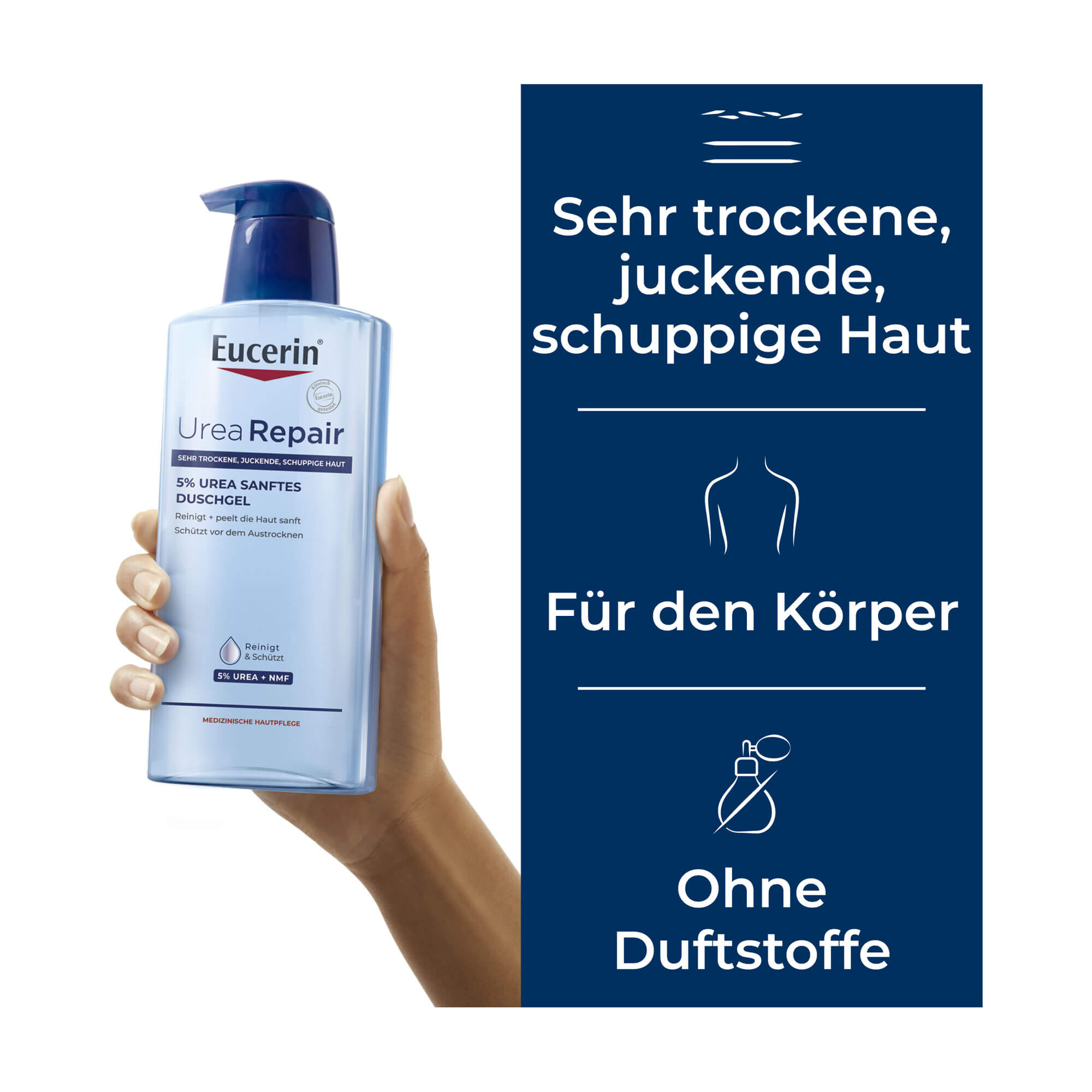 Grafik Eucerin UreaRepair 5% Urea Sanftes Duschgel Produktmerkmale