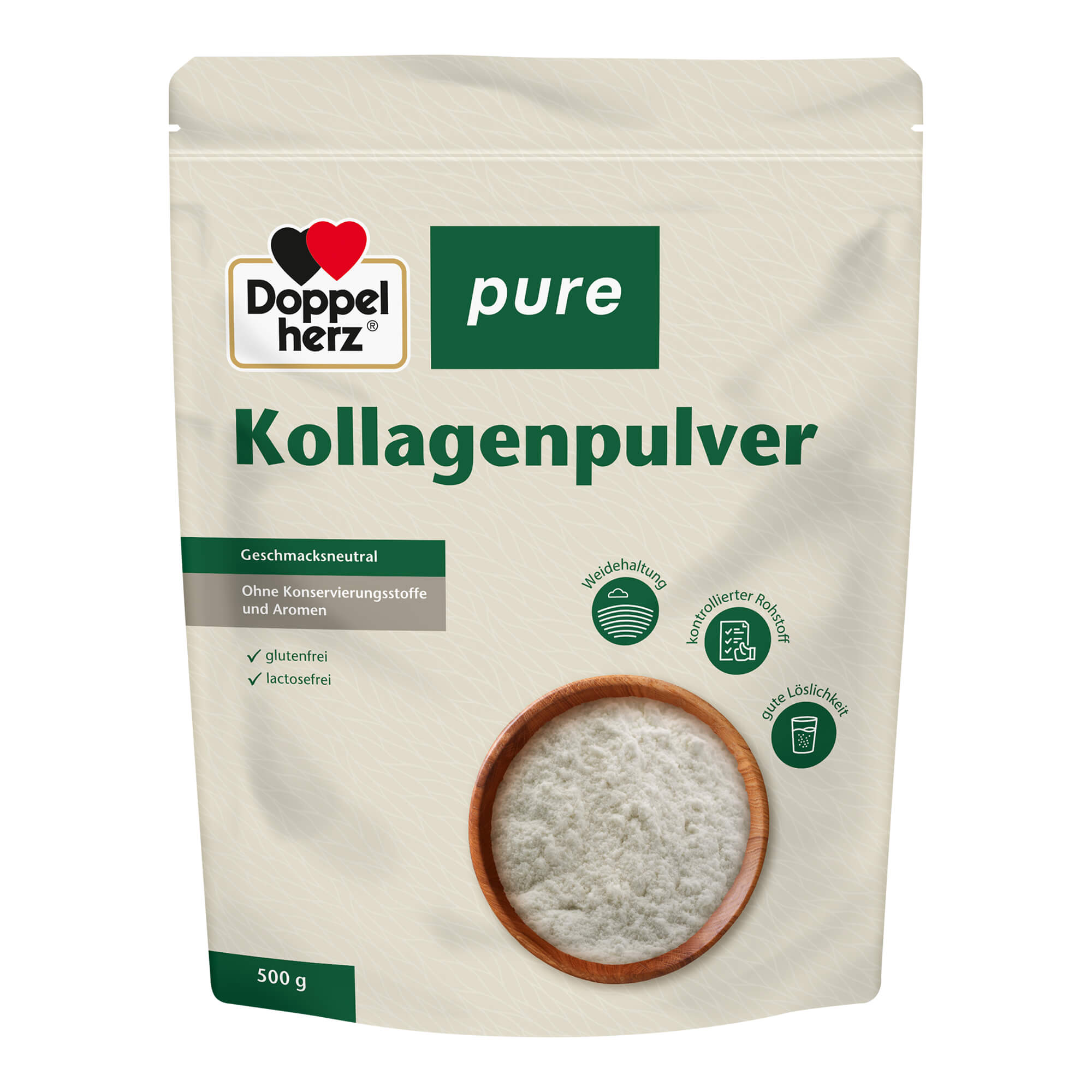 Geschmacksneutrales, leicht lösliches Kollagenhydrolysatpulver.