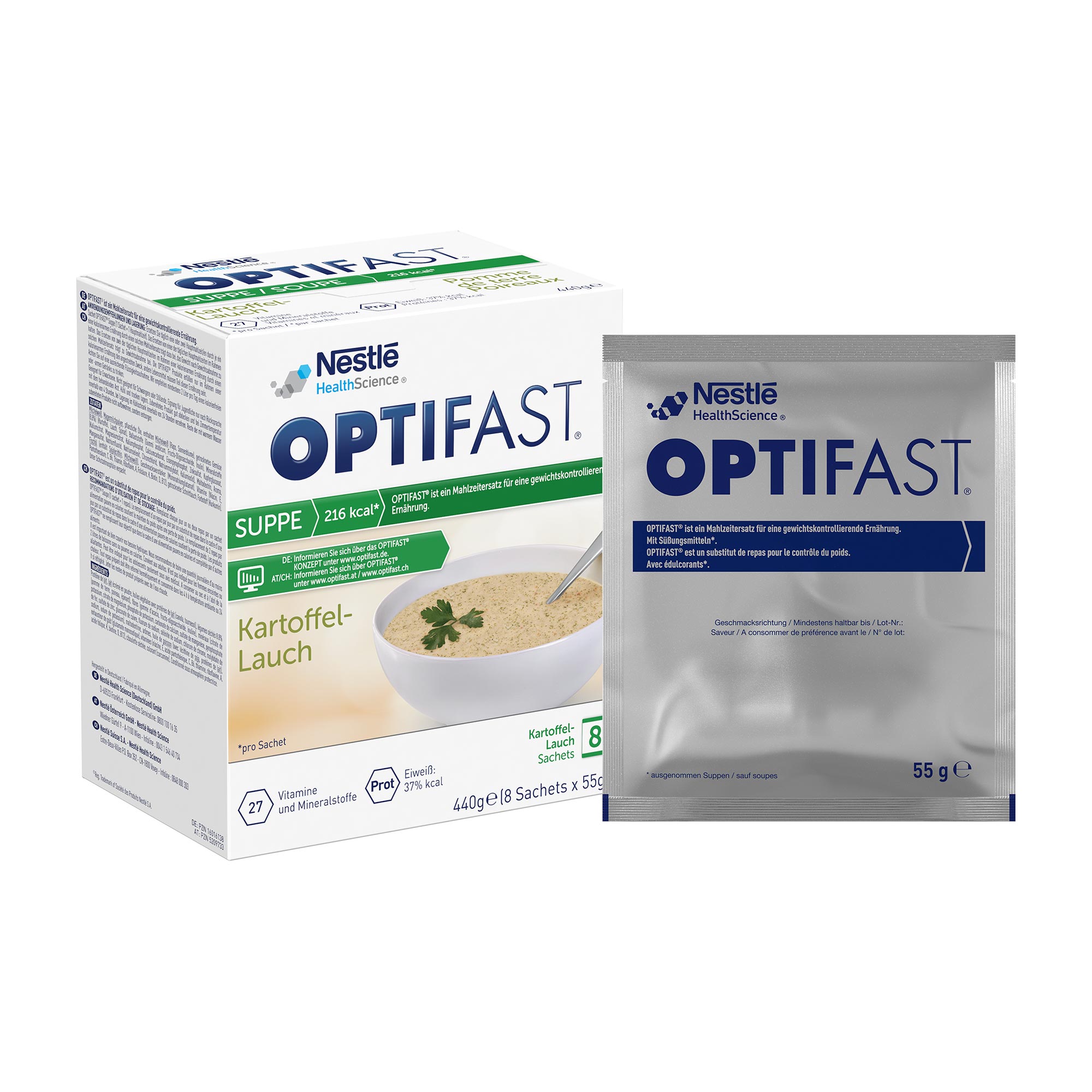 Optifast home Suppe Kartoffel-Lauch Pulver Verpackung mit Sachet