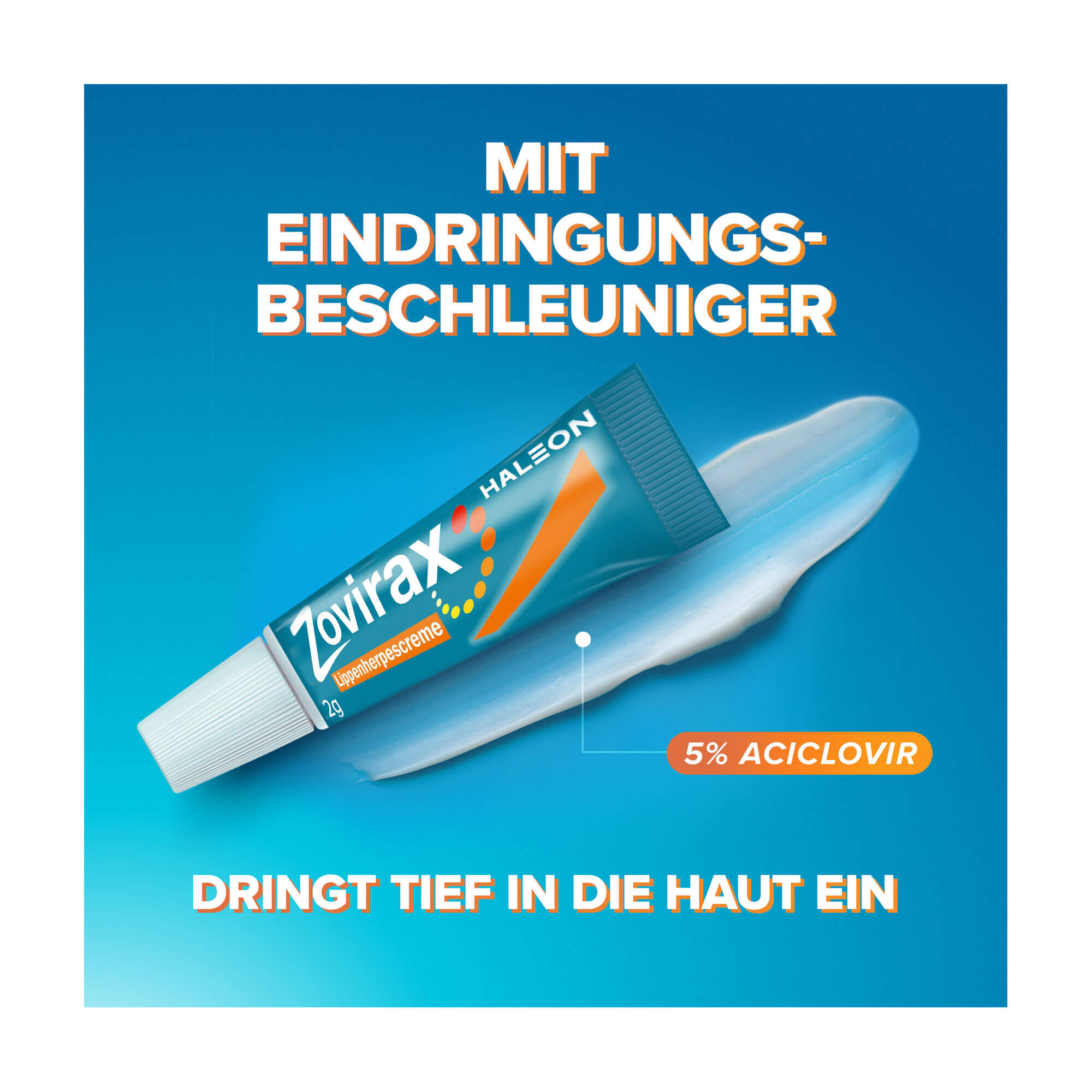 Grafik Zovirax Lippenherpescreme Mit Eindringlingsbeschleuniger. Enthält Aciclovir