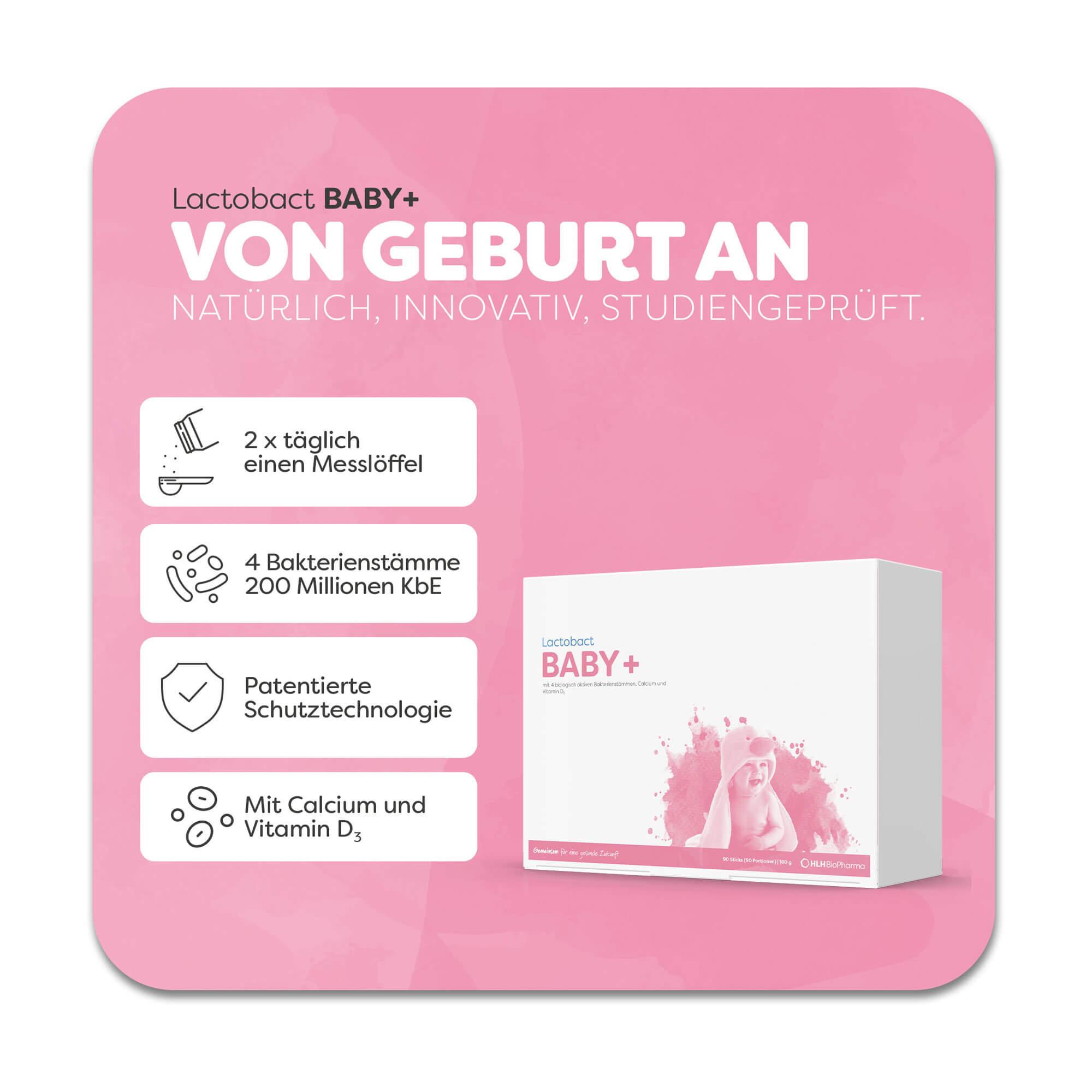 Grafik Lactobact Baby + 90-Tage Beutel Produktmerkmale