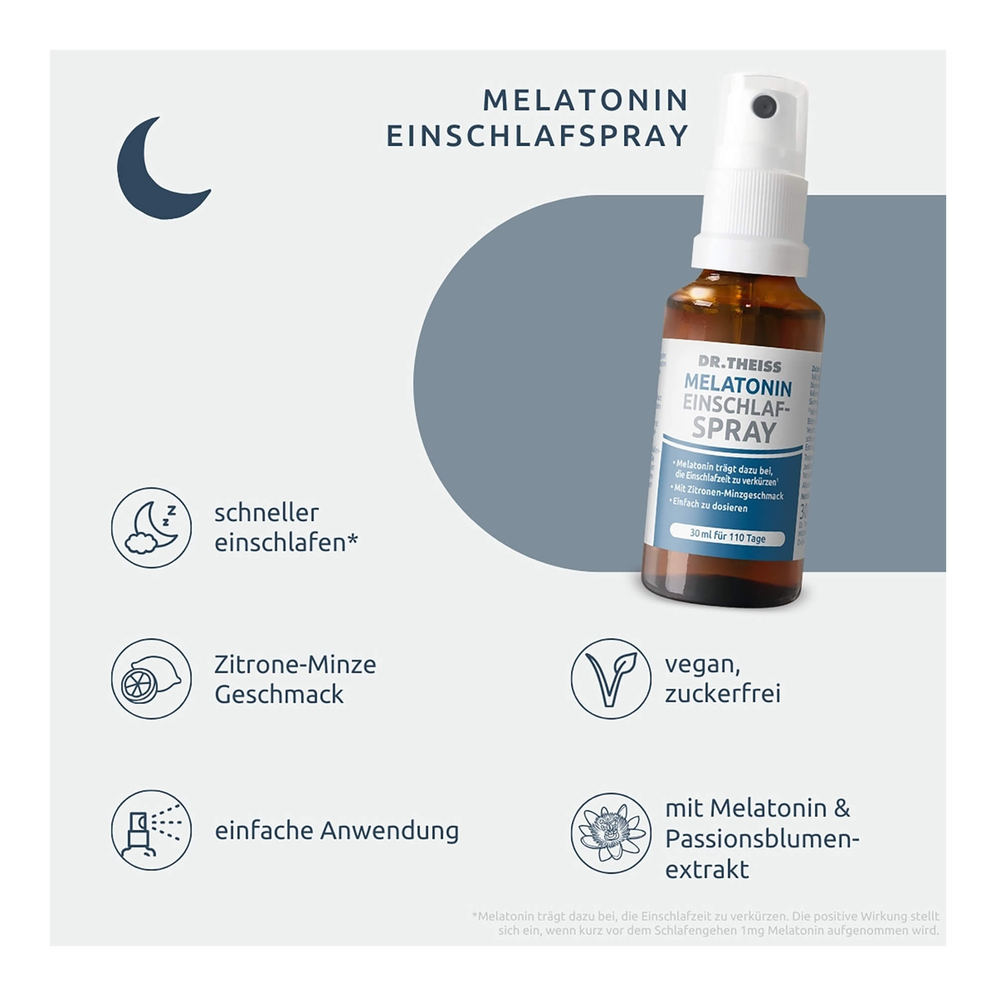 Grafik Dr. Theiss Melatonin Einschlaf-Spray Merkmale