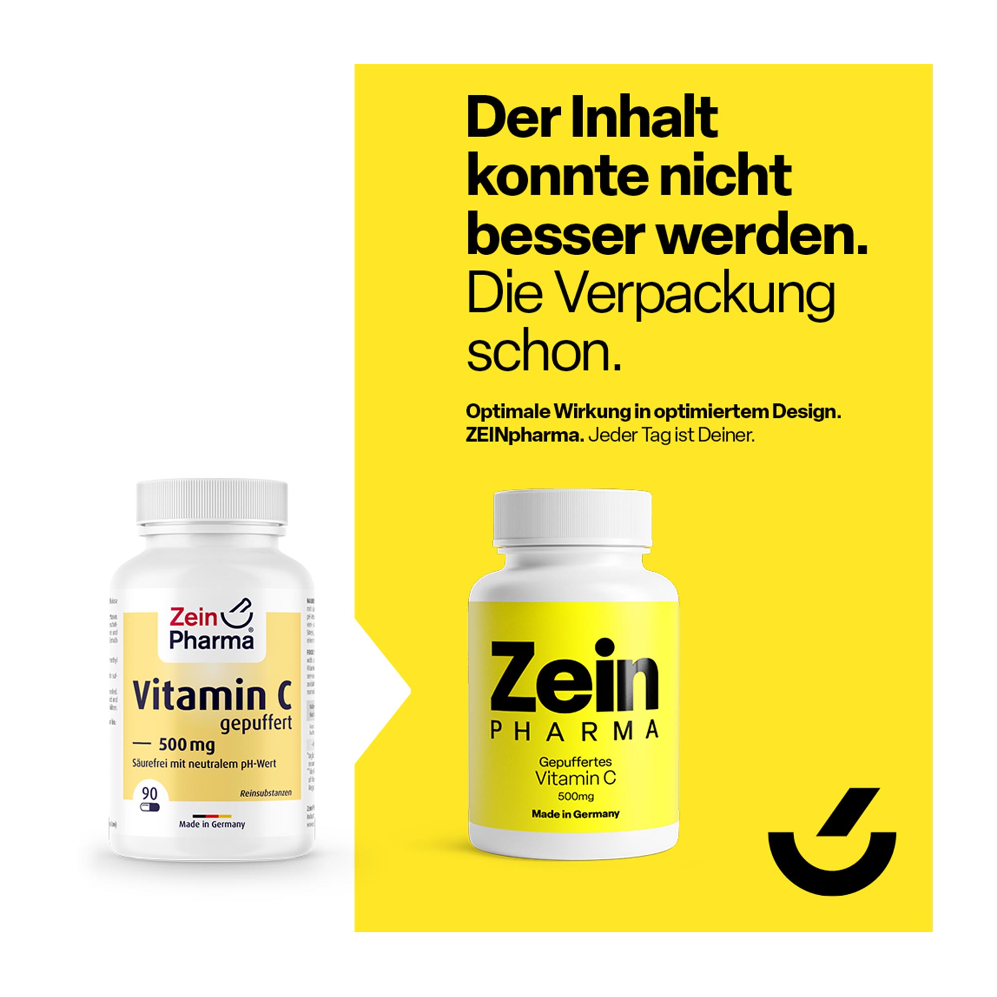 Grafik Vitamin C gepuffert 500 mg Hinweis auf Designumstellung