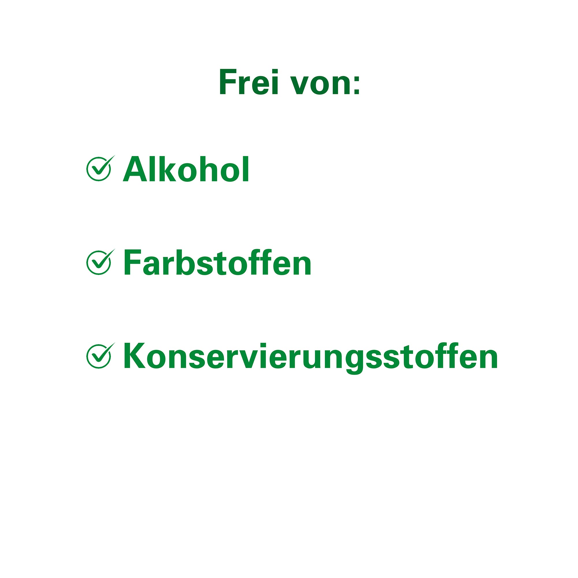 Grafik Lefax Enzym Kautabletten frei von Alkohol, Farbstoffen und Konservierungsstoffen