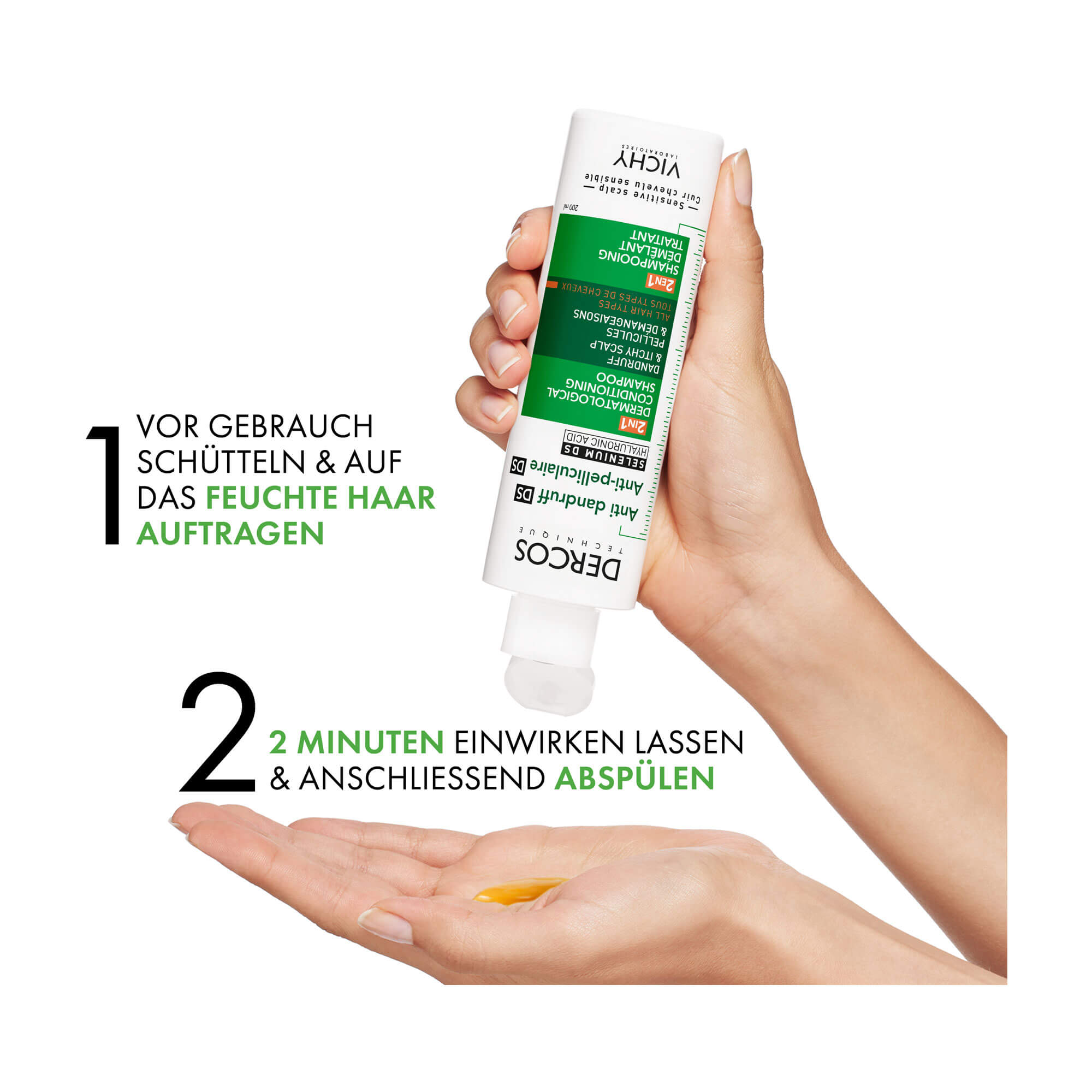 Grafik Vichy Dercos Anti-Schuppen 2in1 Shampoo + Conditioner Anwendungshinweise