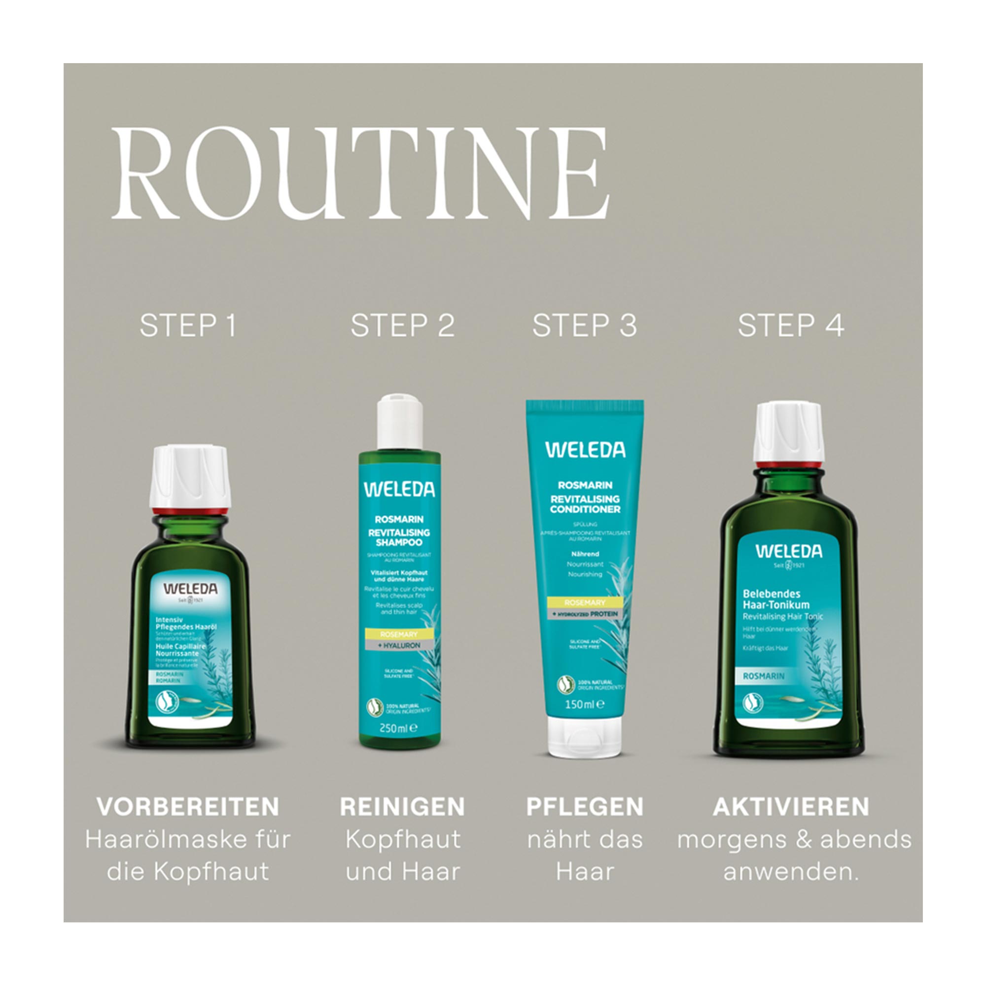 Grafik Weleda Rosmarin Revitalising Conditioner Routine