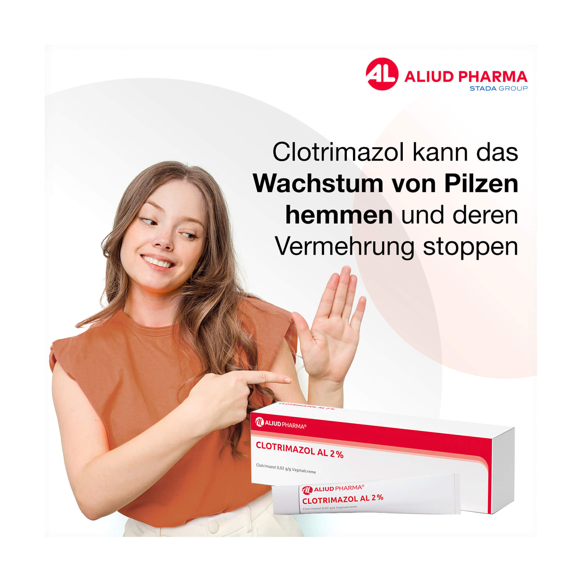 Grafik Clotrimazol AL 2% Vaginalcreme Clotrimazol kann das Wachstum von Pilzen hemmen und deren Vermehrung stoppen