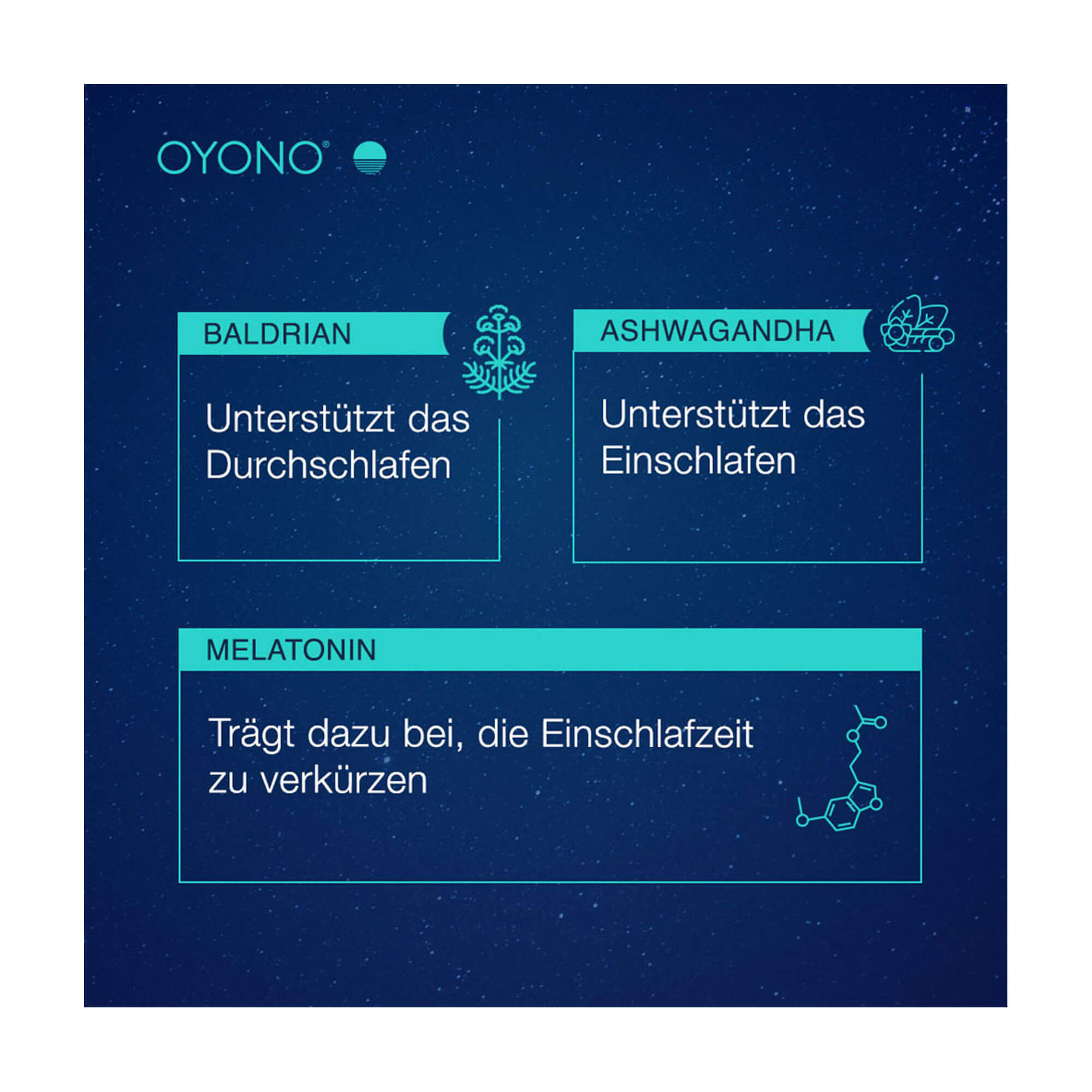 Grafik Oyono Nacht Intens Immun Tabletten Mit Baldrian, Ashwagandha und Melatonin