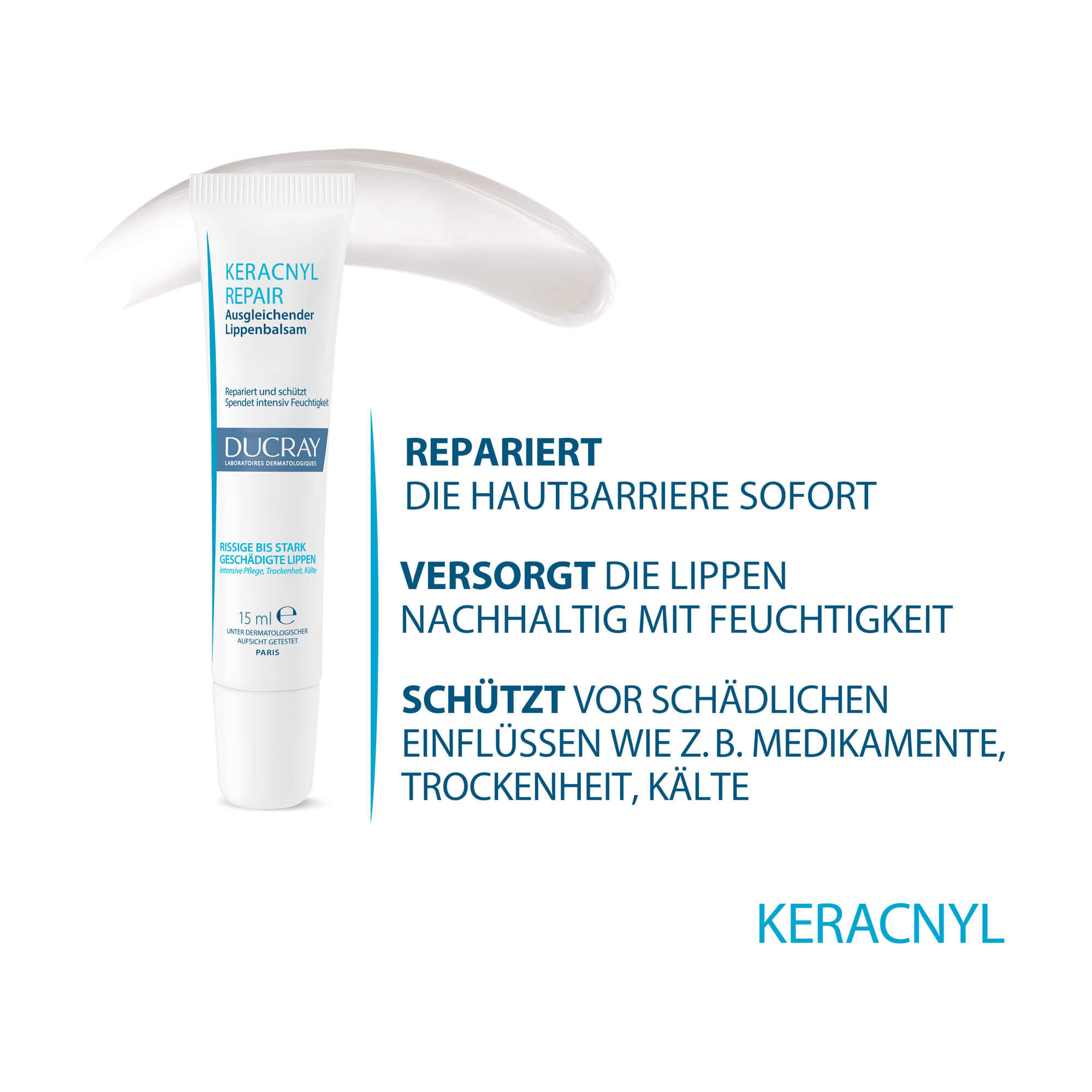 Grafik Ducray Keracnyl Repair Lippenbalsam Produkteigenschaften