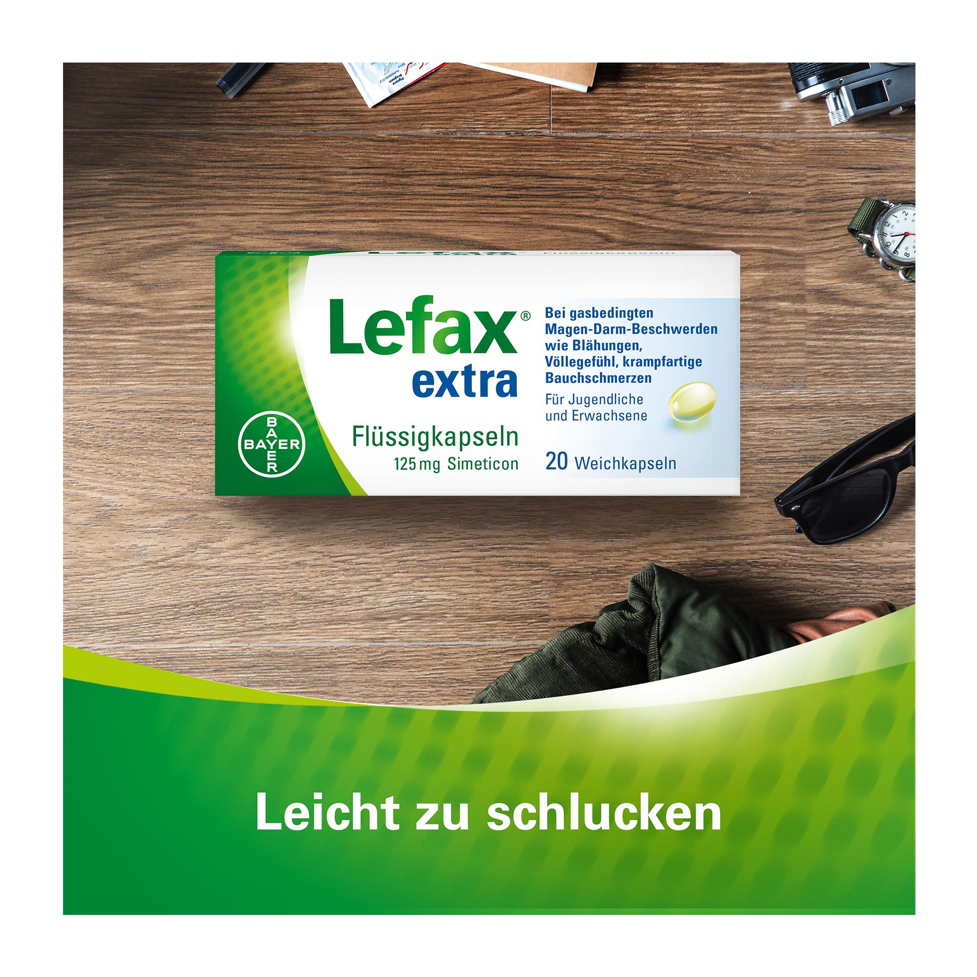 Grafik Lefax Extra Flüssig Kapseln leicht zu schlucken