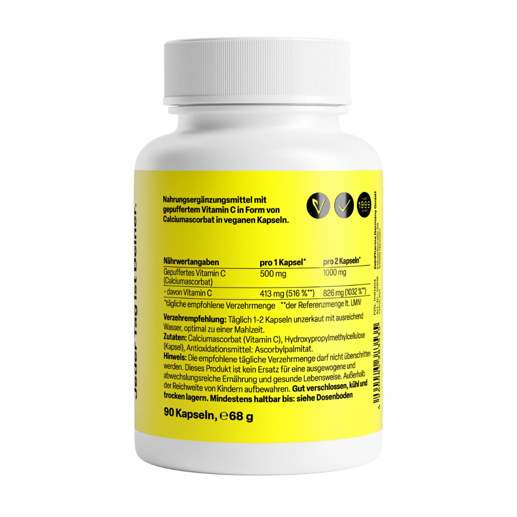 Vitamin C gepuffert 500 mg Rückseite