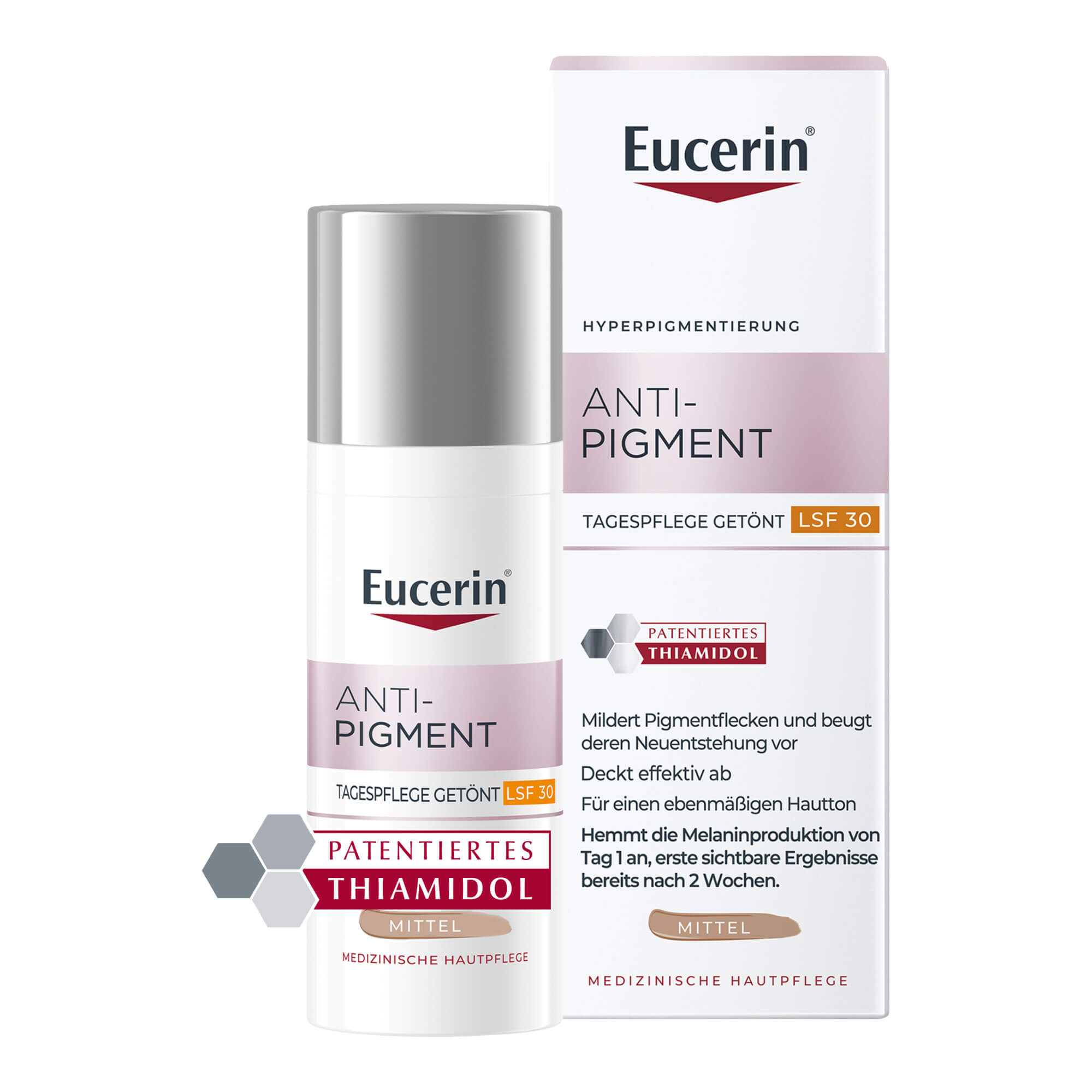 Eine getönte Antipigmentcreme zur Milderung von Pigmentflecken und zur Vorbeugung derer Neuentstehung.