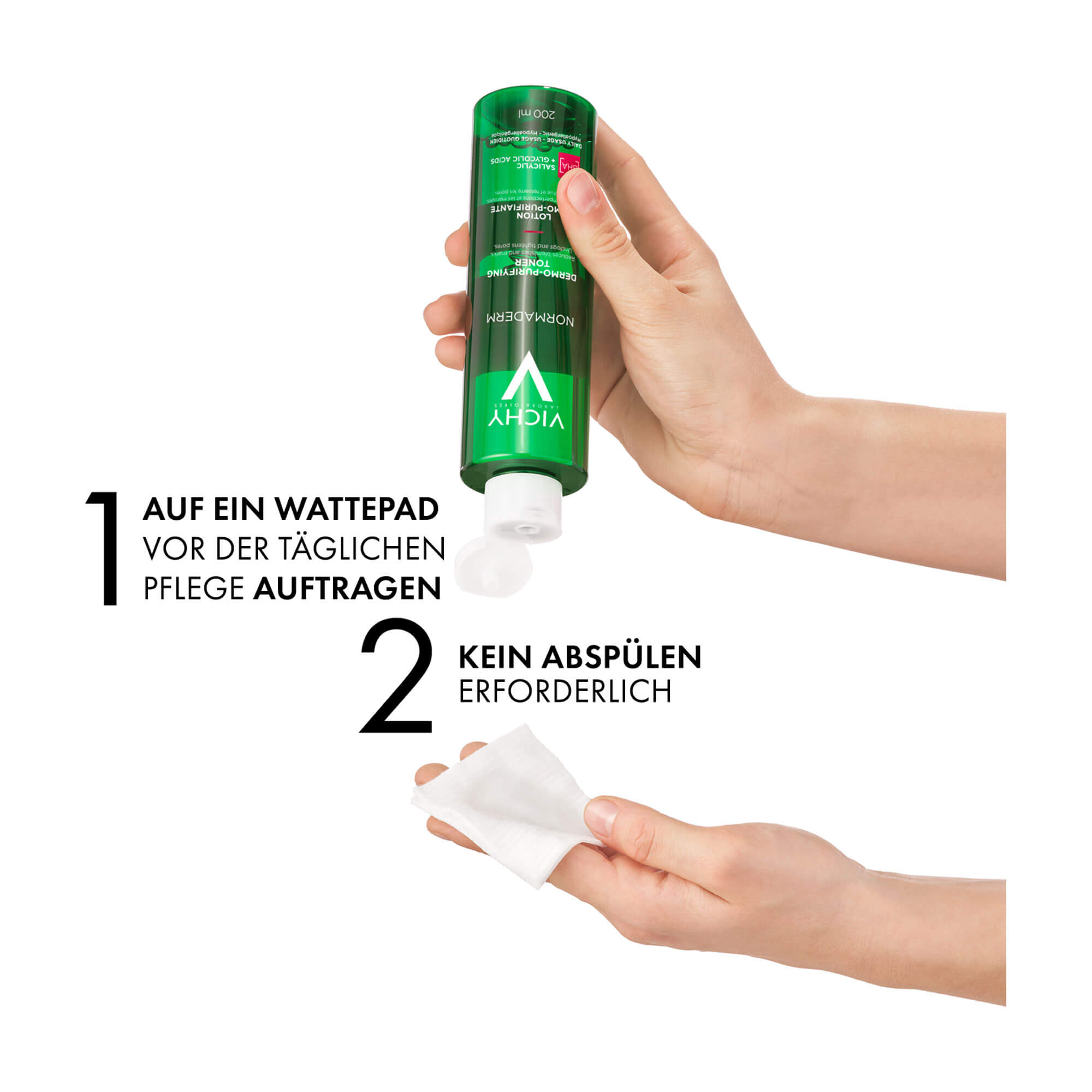 Grafik Vichy Normaderm Porenklärende Reinigungs-Lotion Anwendungshinweise