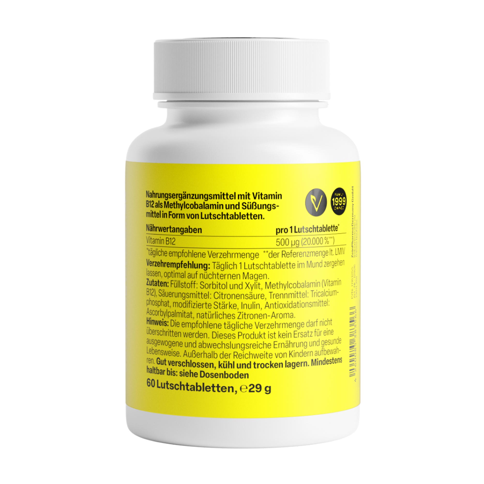 Methyl B12 500 µg Lutschtabletten Rückseite