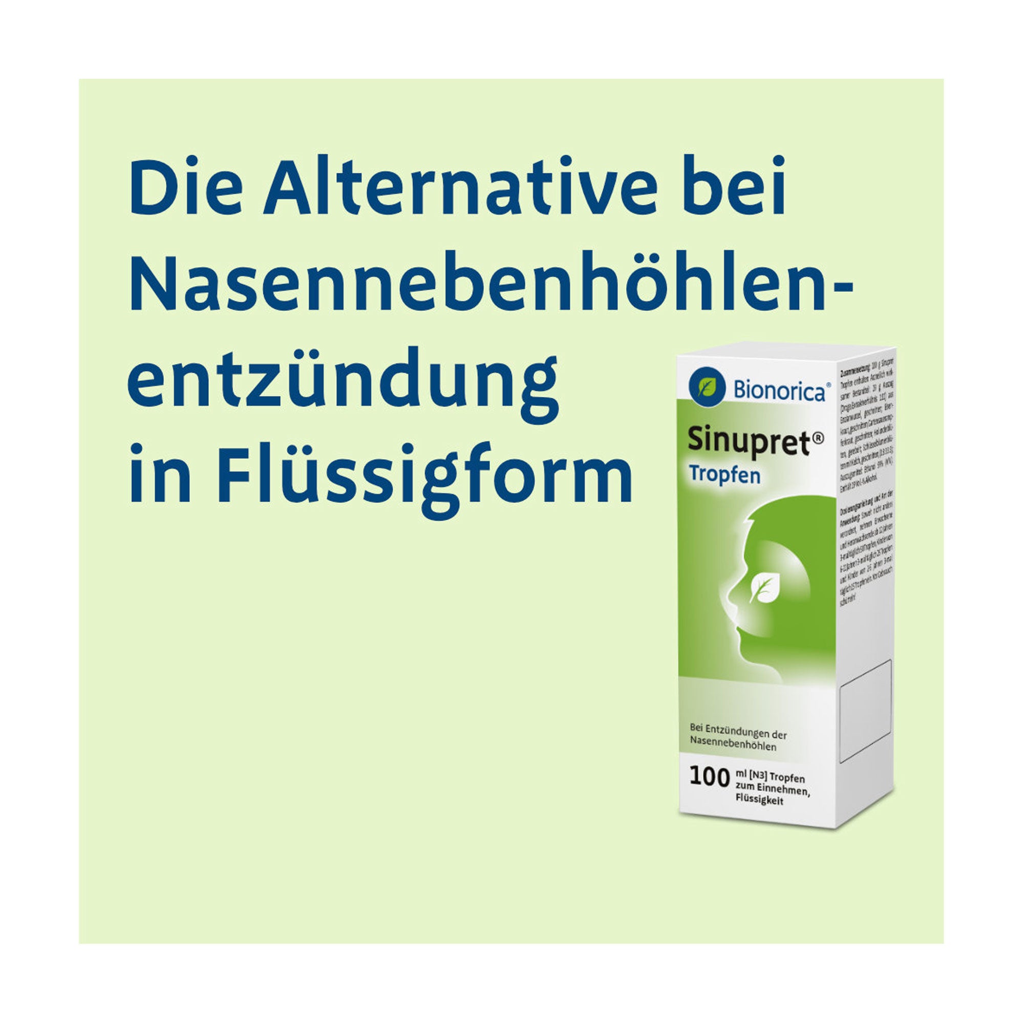 Grafik Sinupret Tropfen Die Alternative bei Nasennebenhöhlenentzündung in Flüssigform