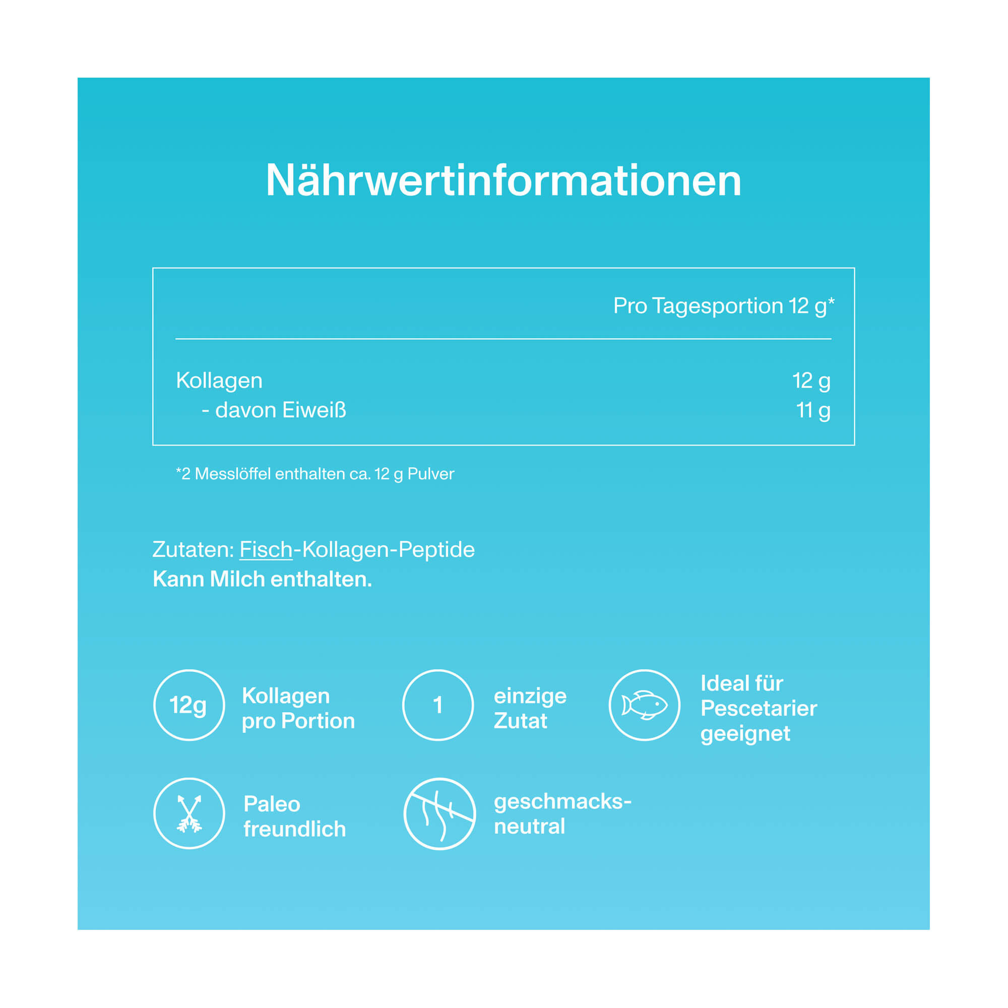 Grafik Vital Proteins Marine Collagen Pulver - nicht aromatisiert Produktmerkmale